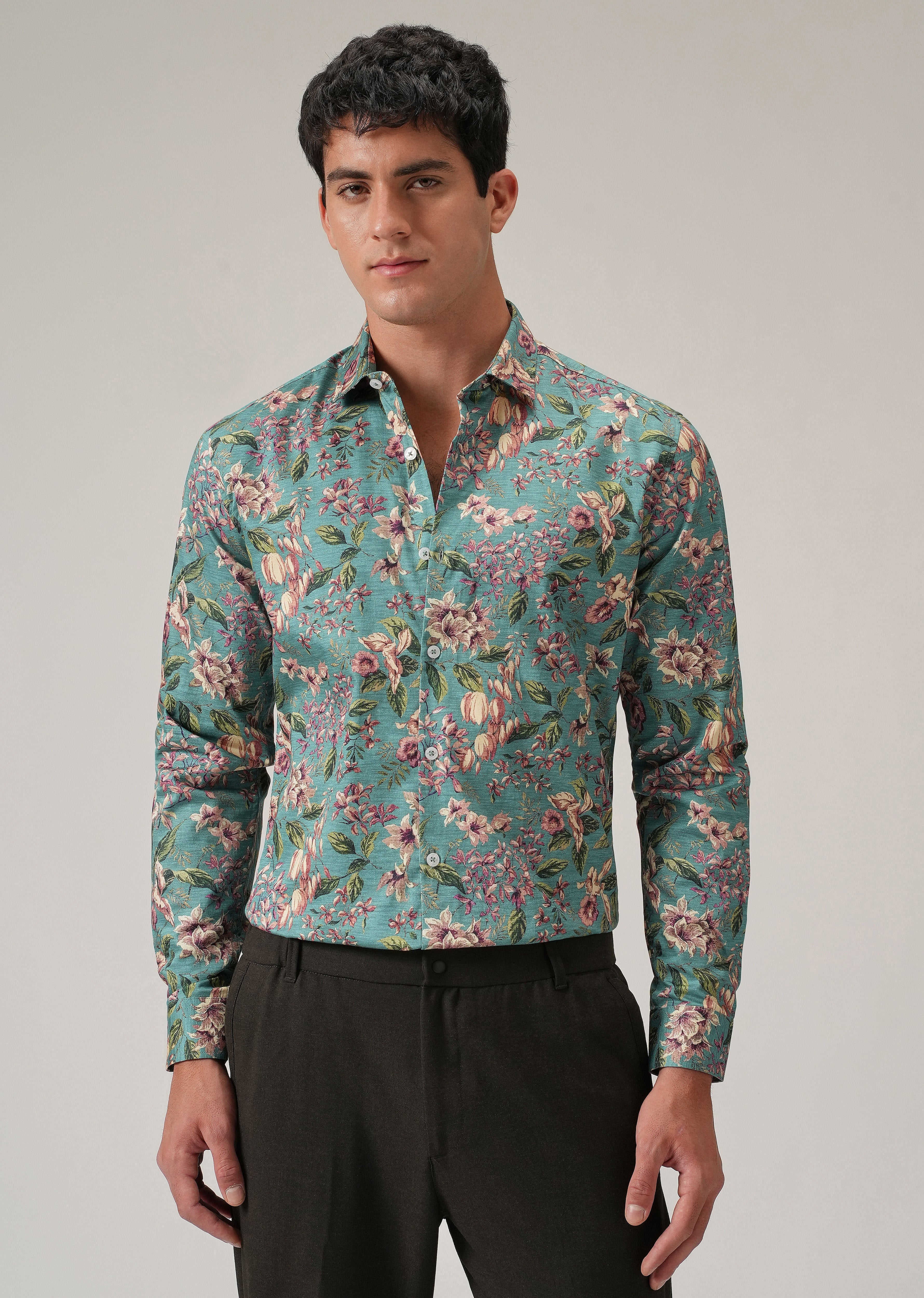 Green Floral Print Shirt