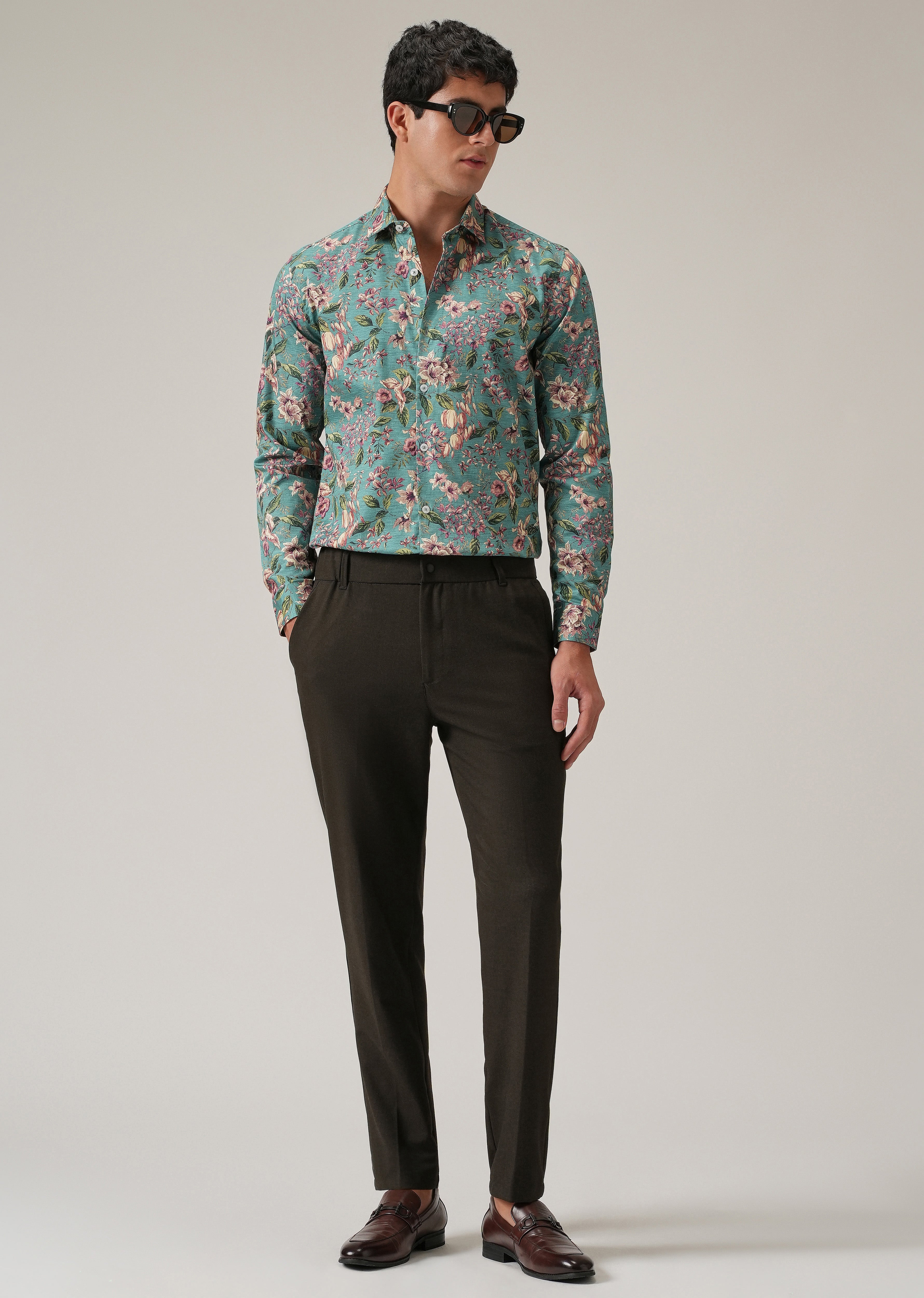 Green Floral Print Shirt