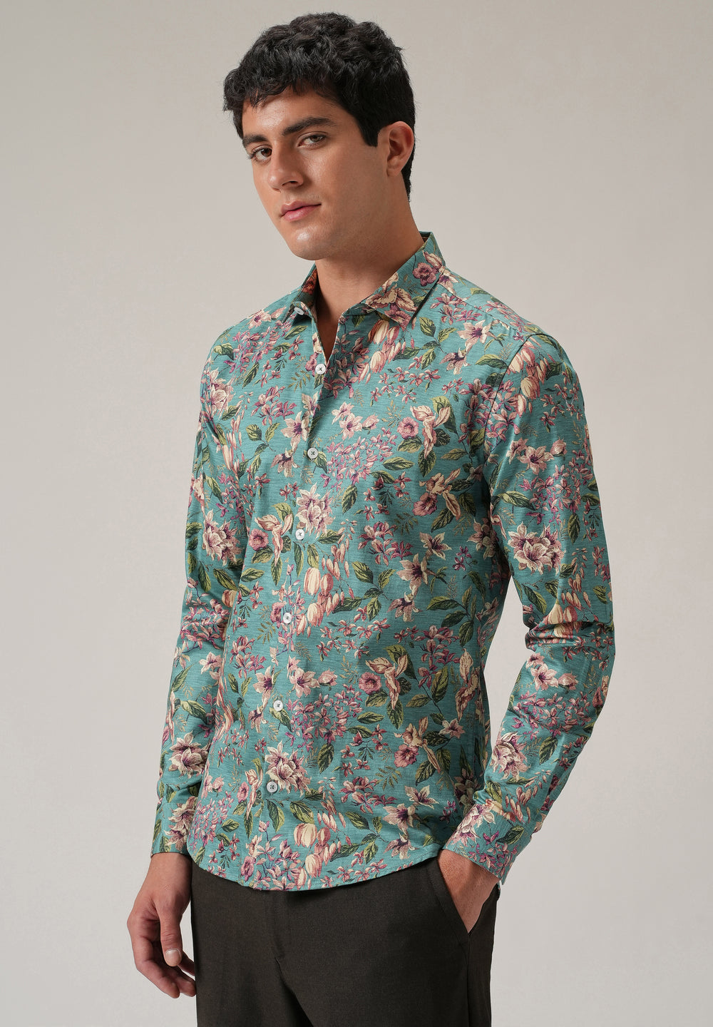 Green Floral Print Shirt