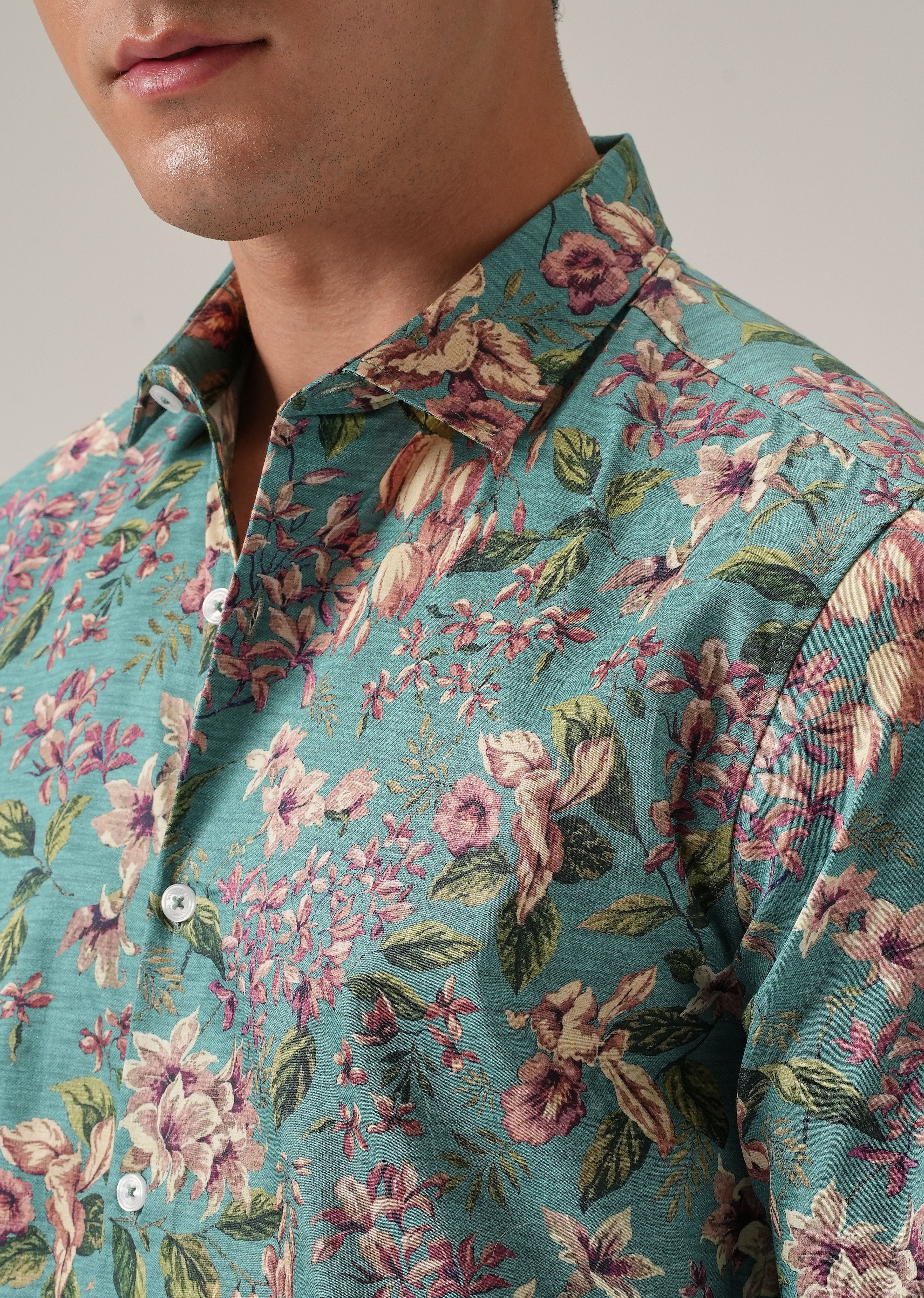 Green Floral Print Shirt