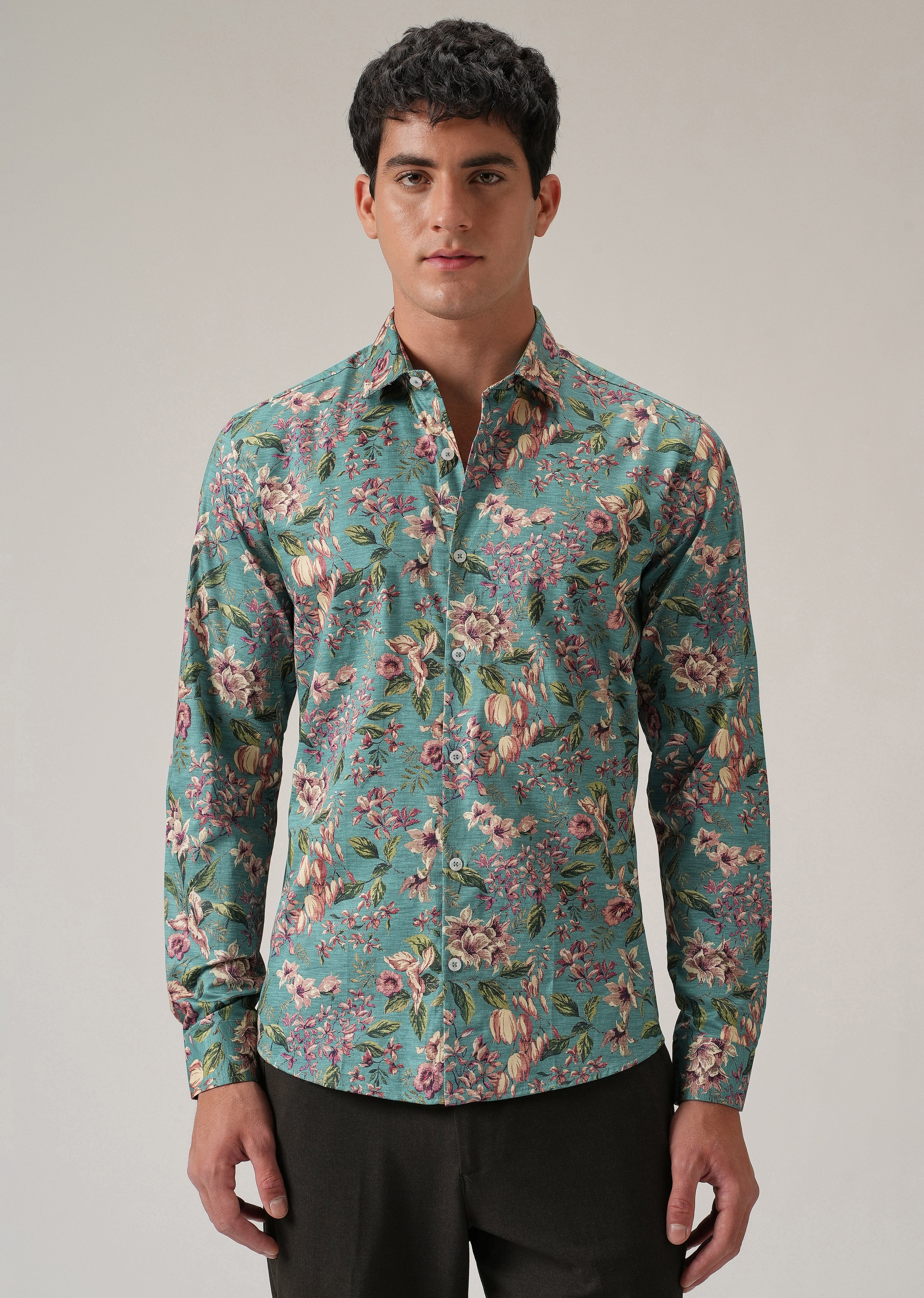 Green Floral Print Shirt