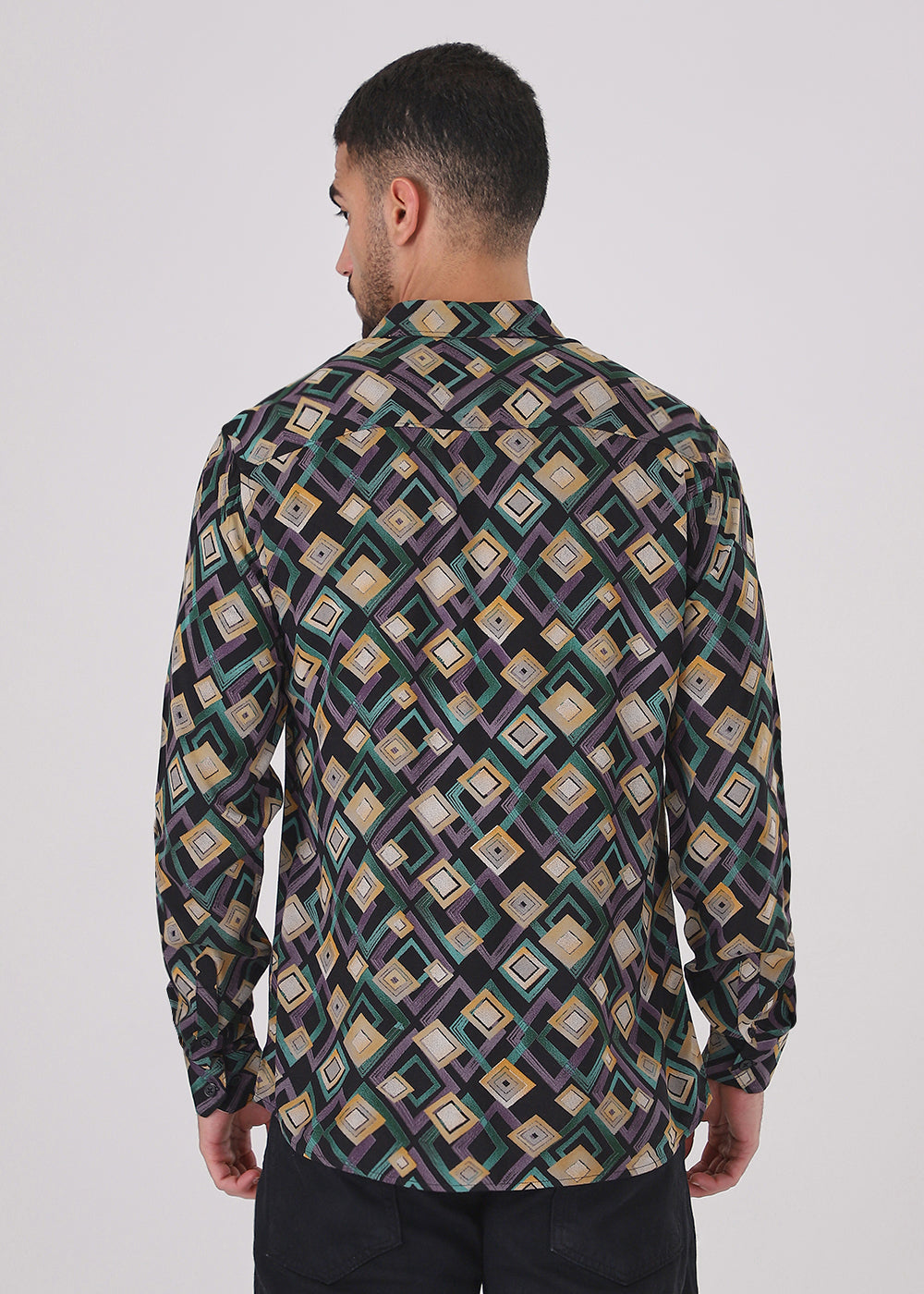 Green Geometric Feather Shirt