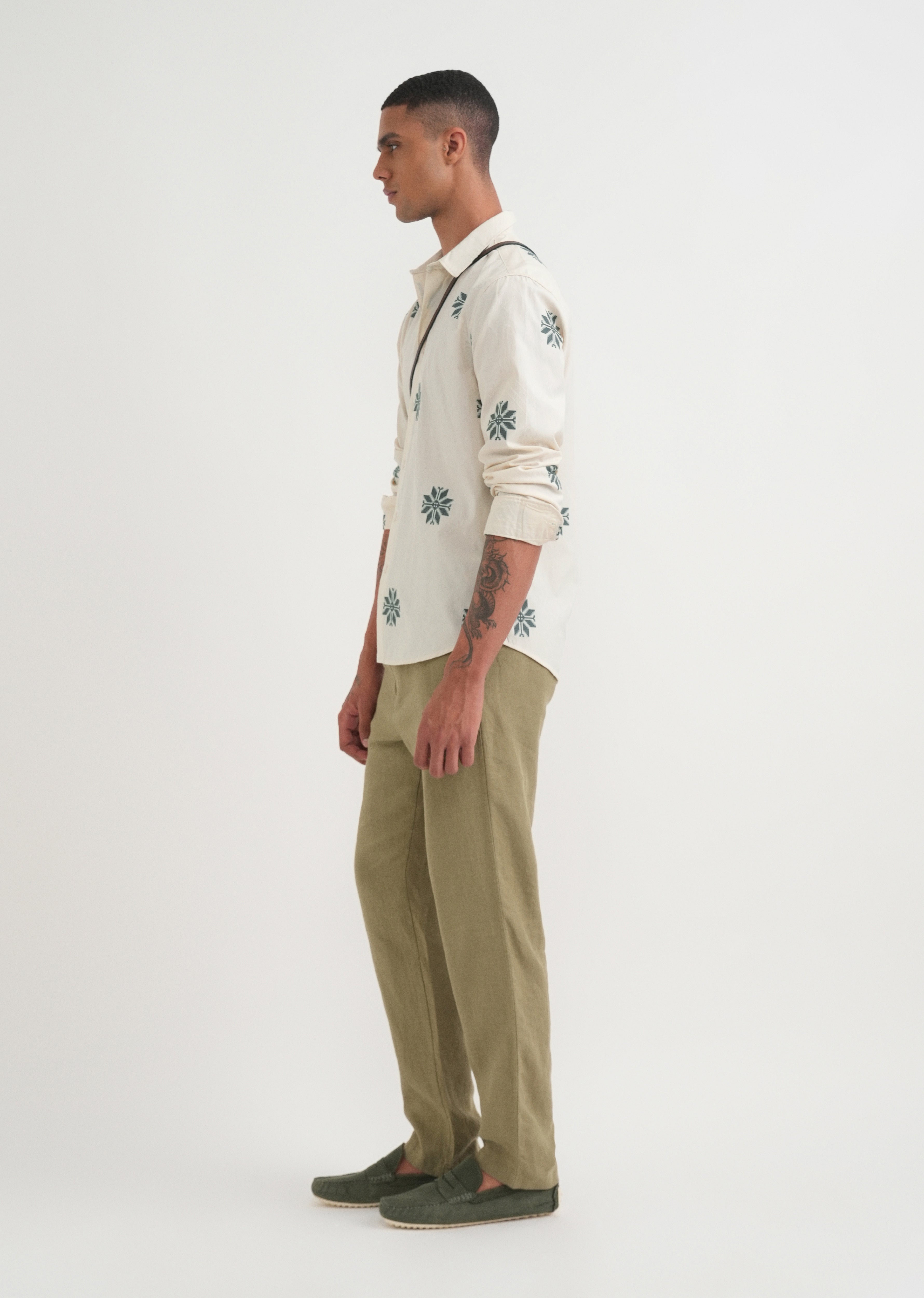 Green Geometric Printed Jacquard Shirt