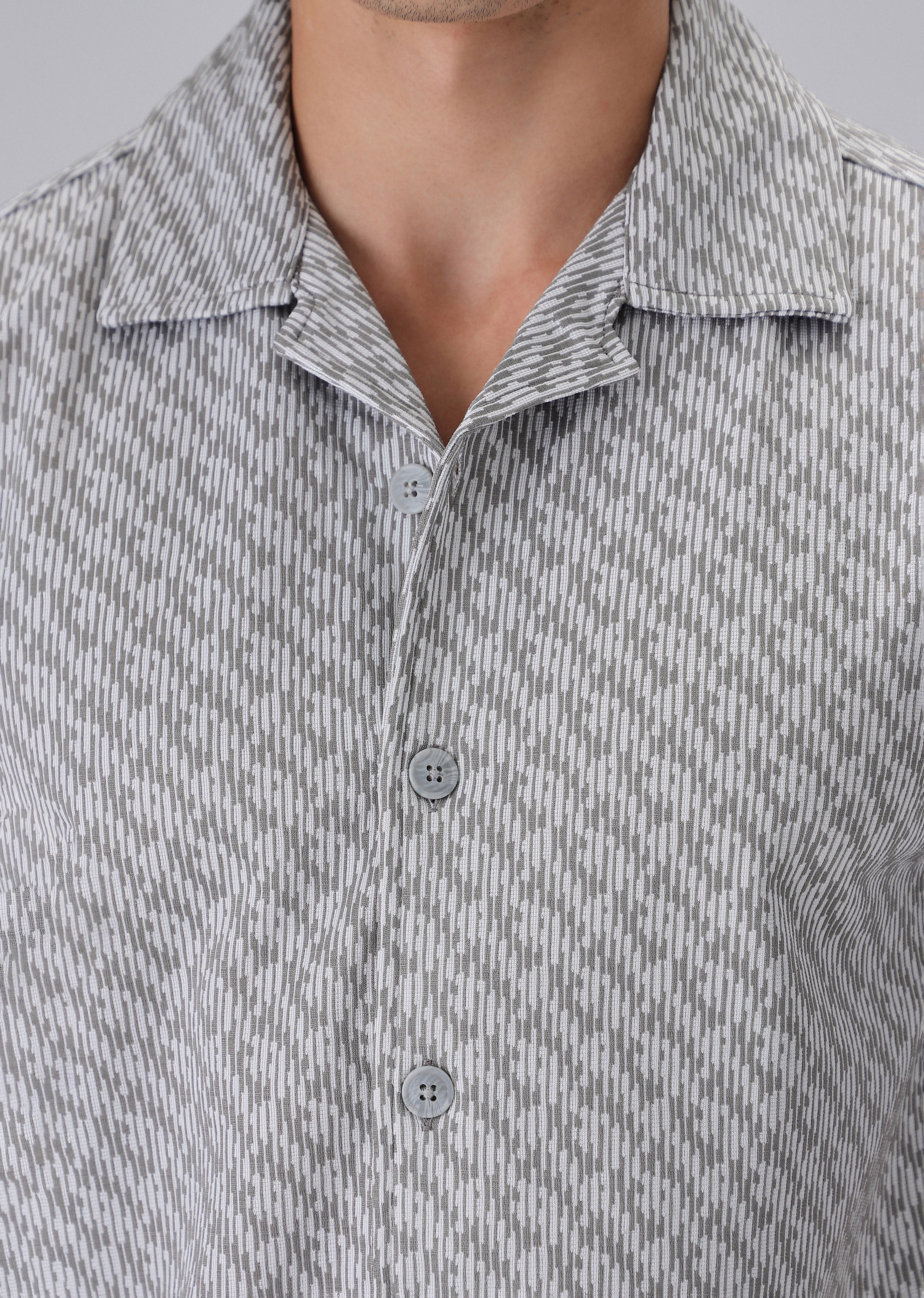 Green Knitted Half Sleeve Shirt