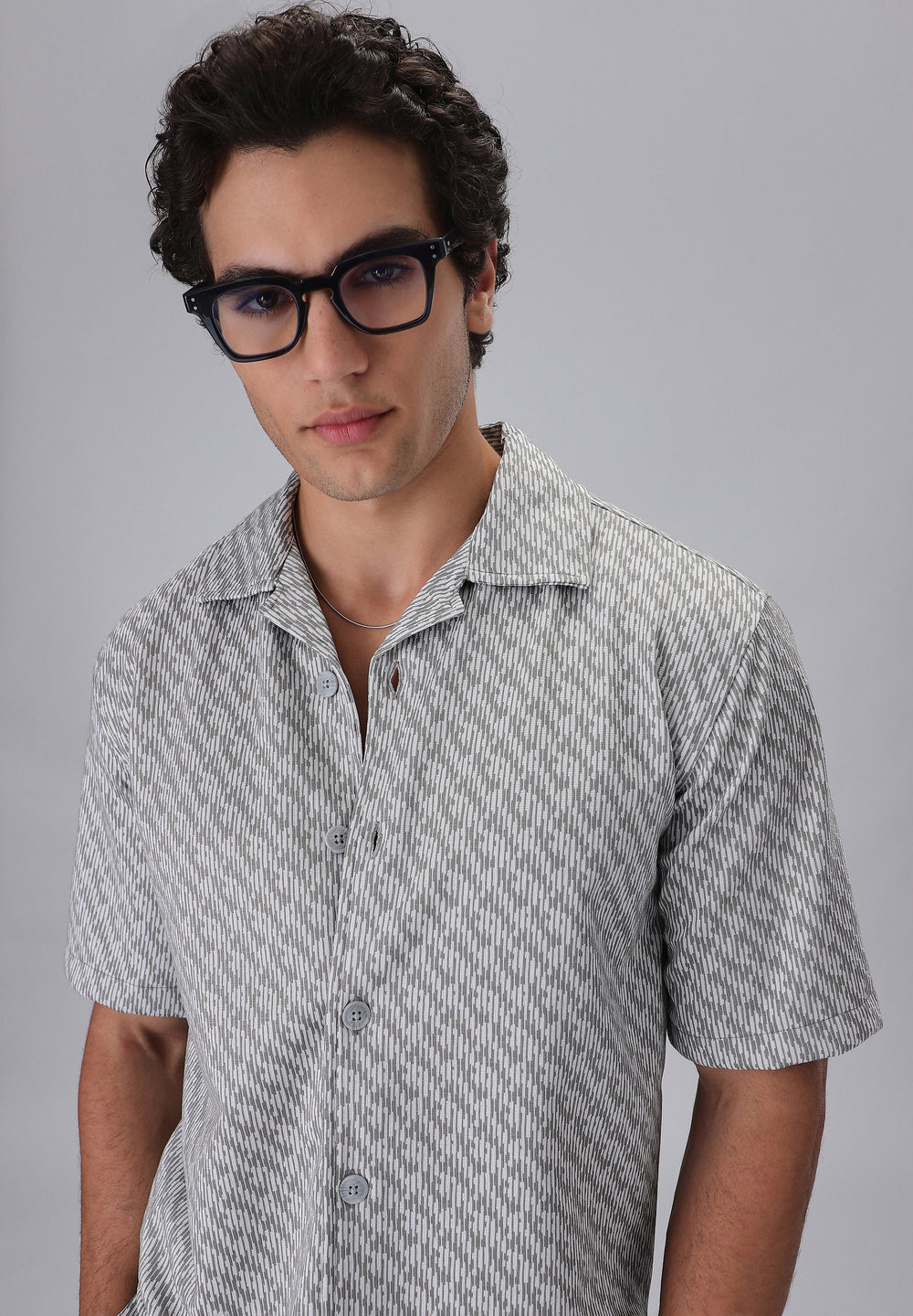 Green Knitted Half Sleeve Shirt