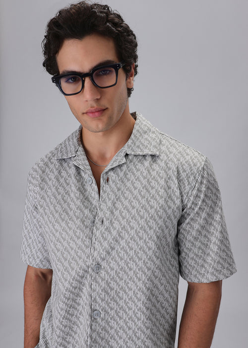 Green Knitted Half Sleeve Shirt