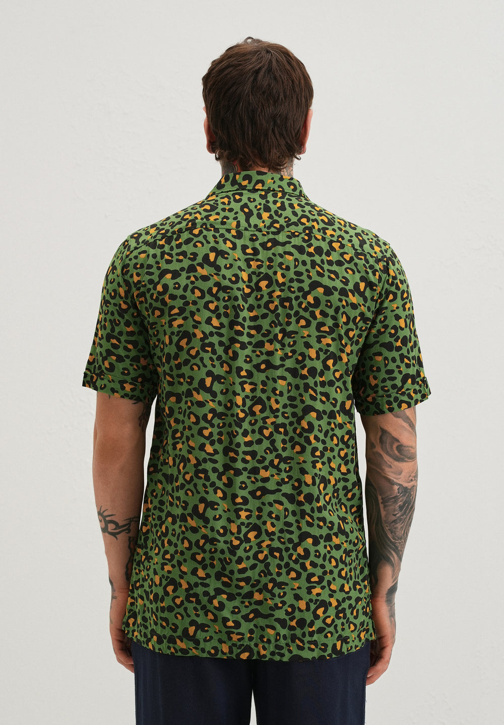 Green Leopardic Print Half sleeve shirt