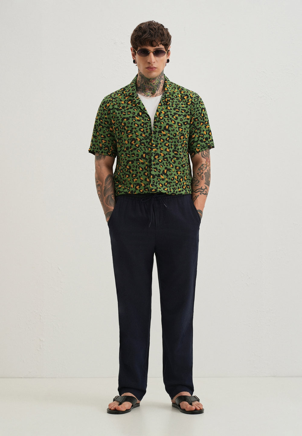 Green Leopardic Print Half sleeve shirt