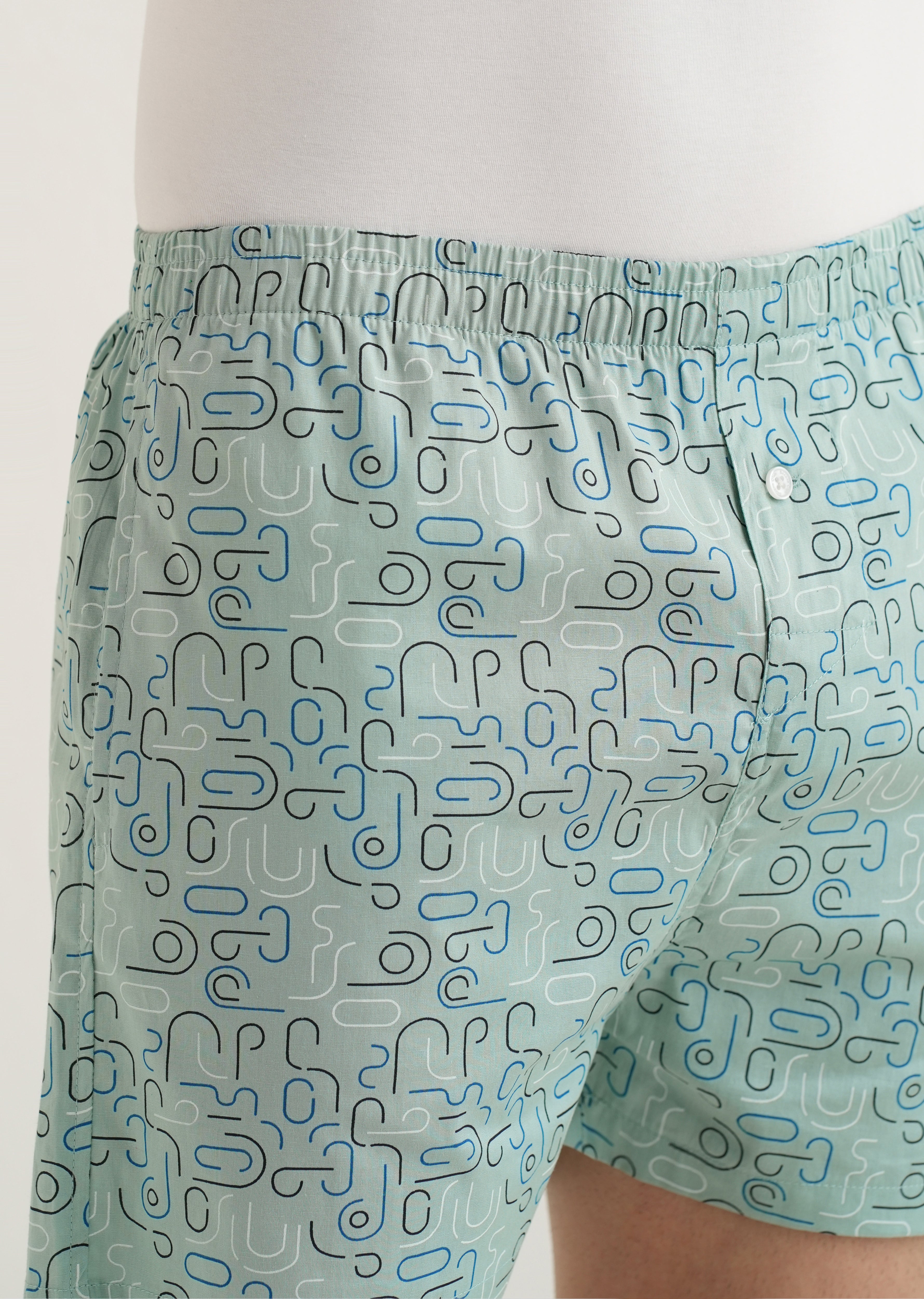 Green Line Art Printed Boxer