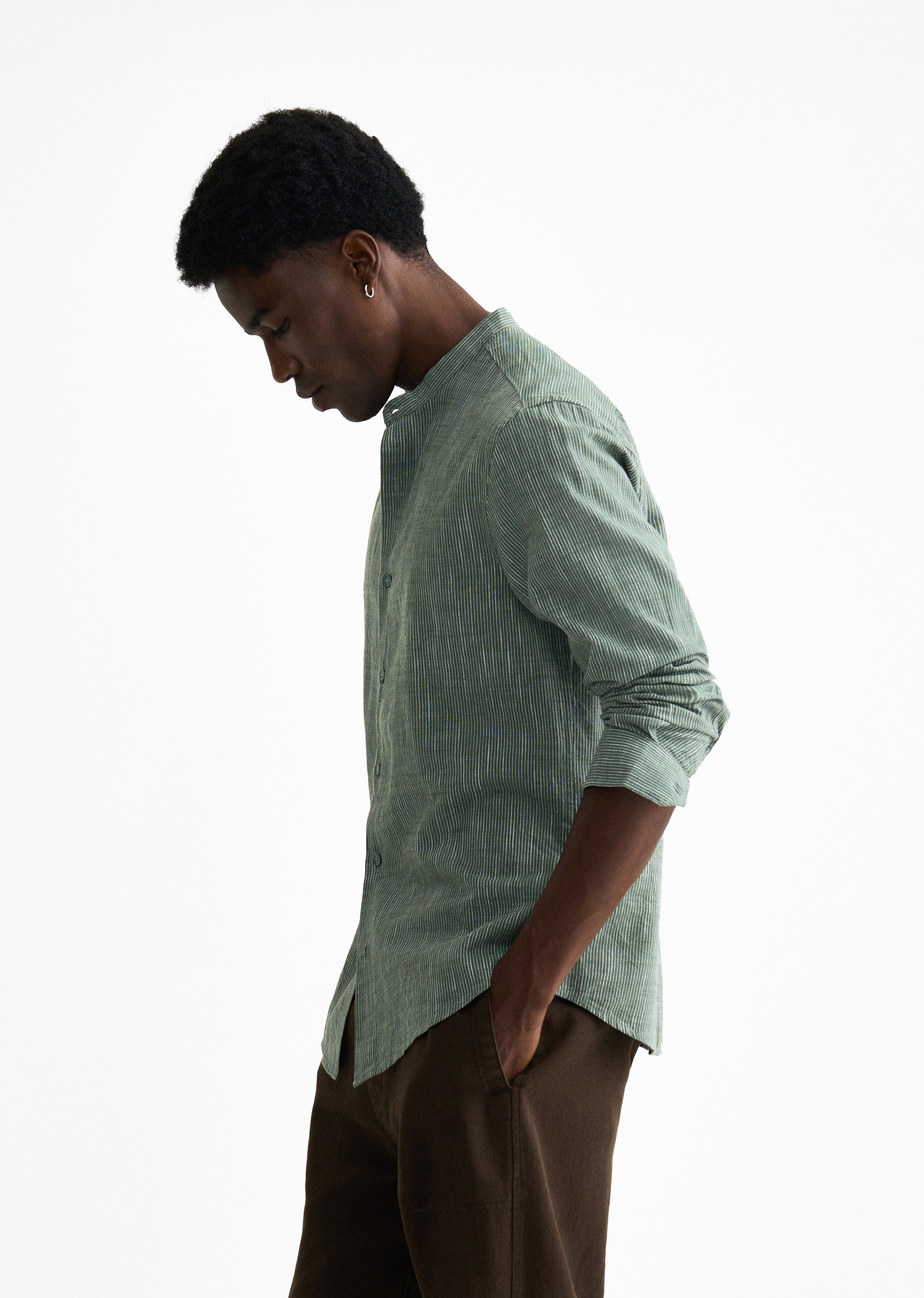 Green Lyocell Cotton Stripe Shirt
