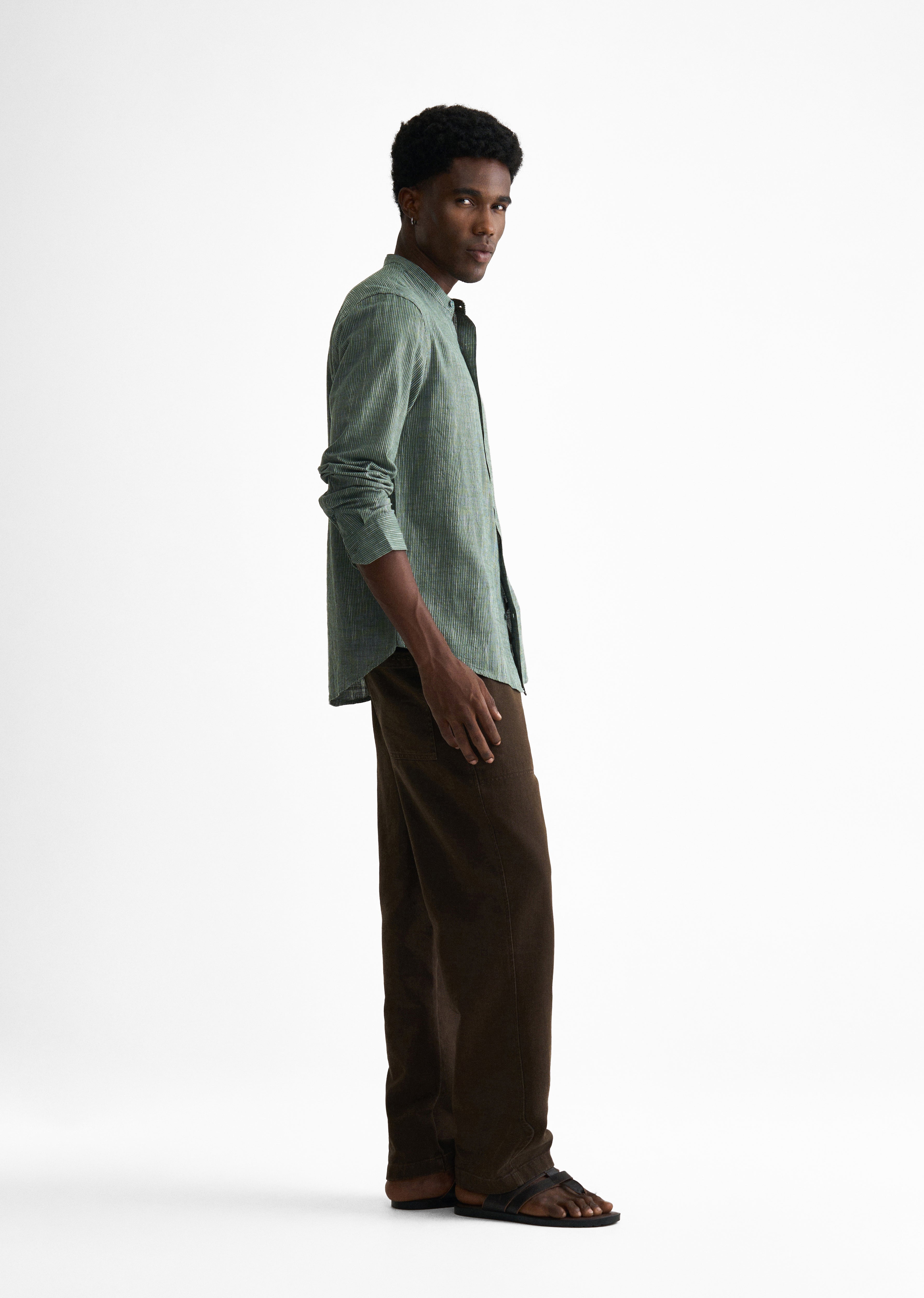 Green Lyocell Cotton Stripe Shirt