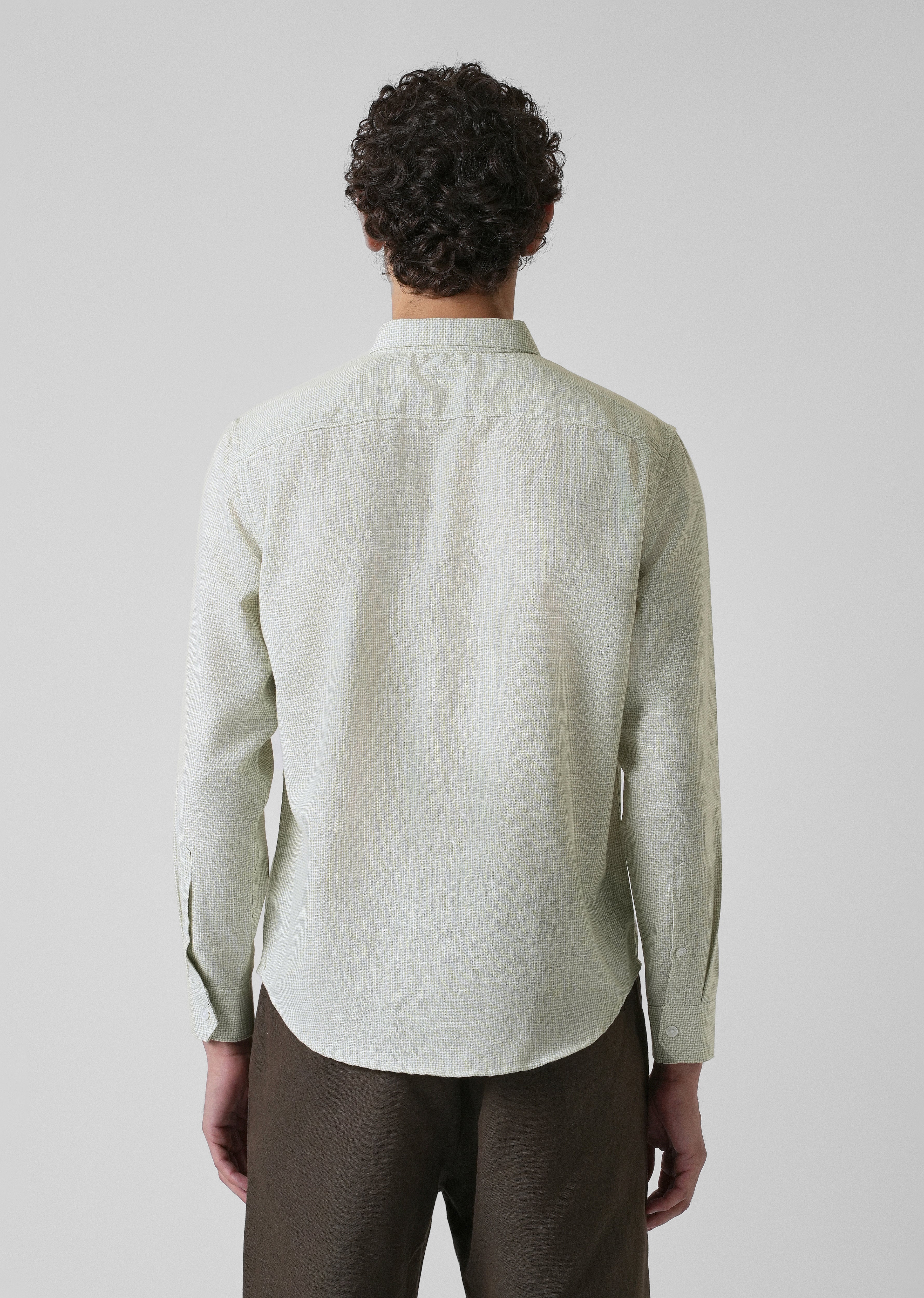 Green Micro Checks Blended Cotton Shirt