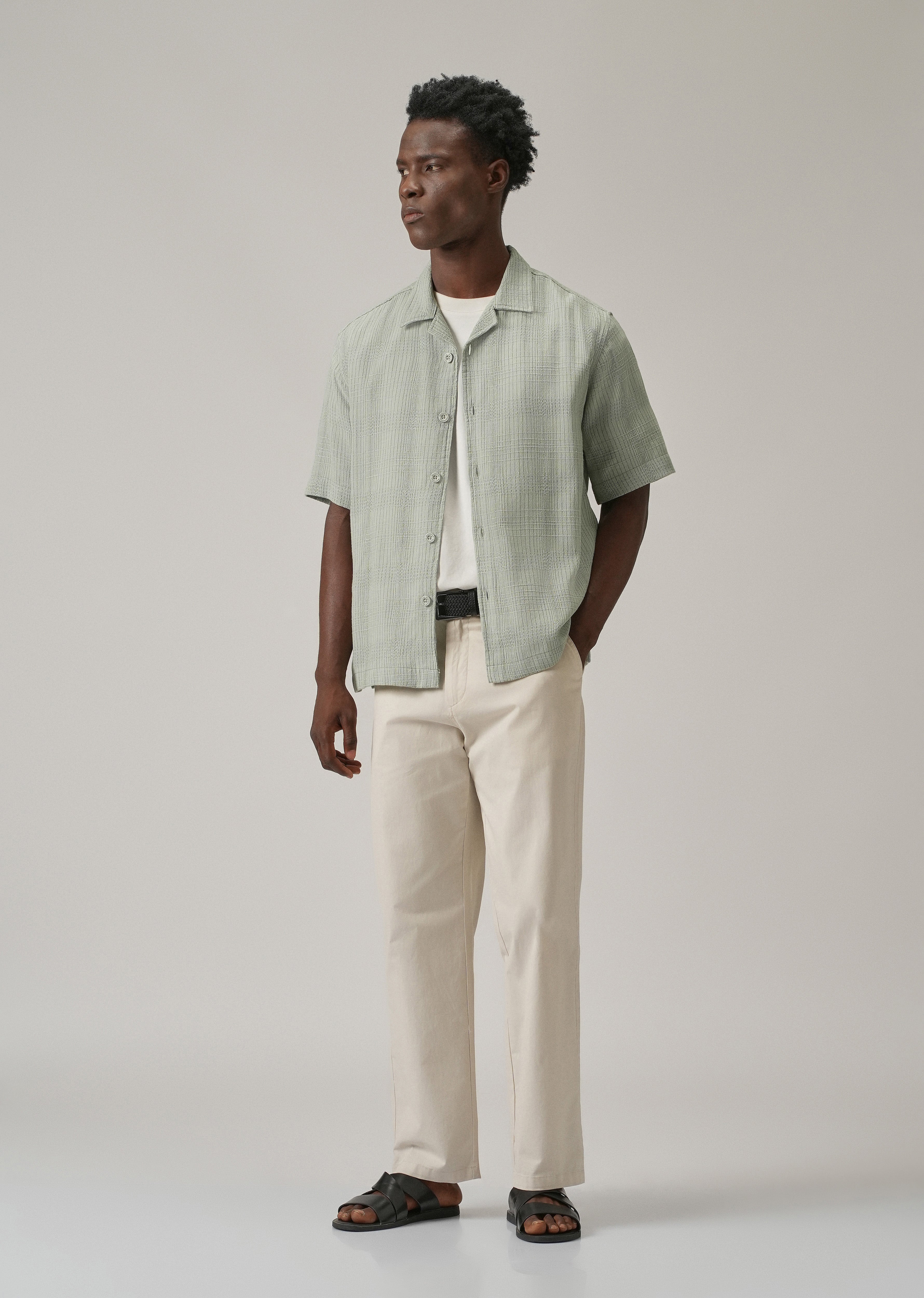 Green Open Weave Cotton Shirt