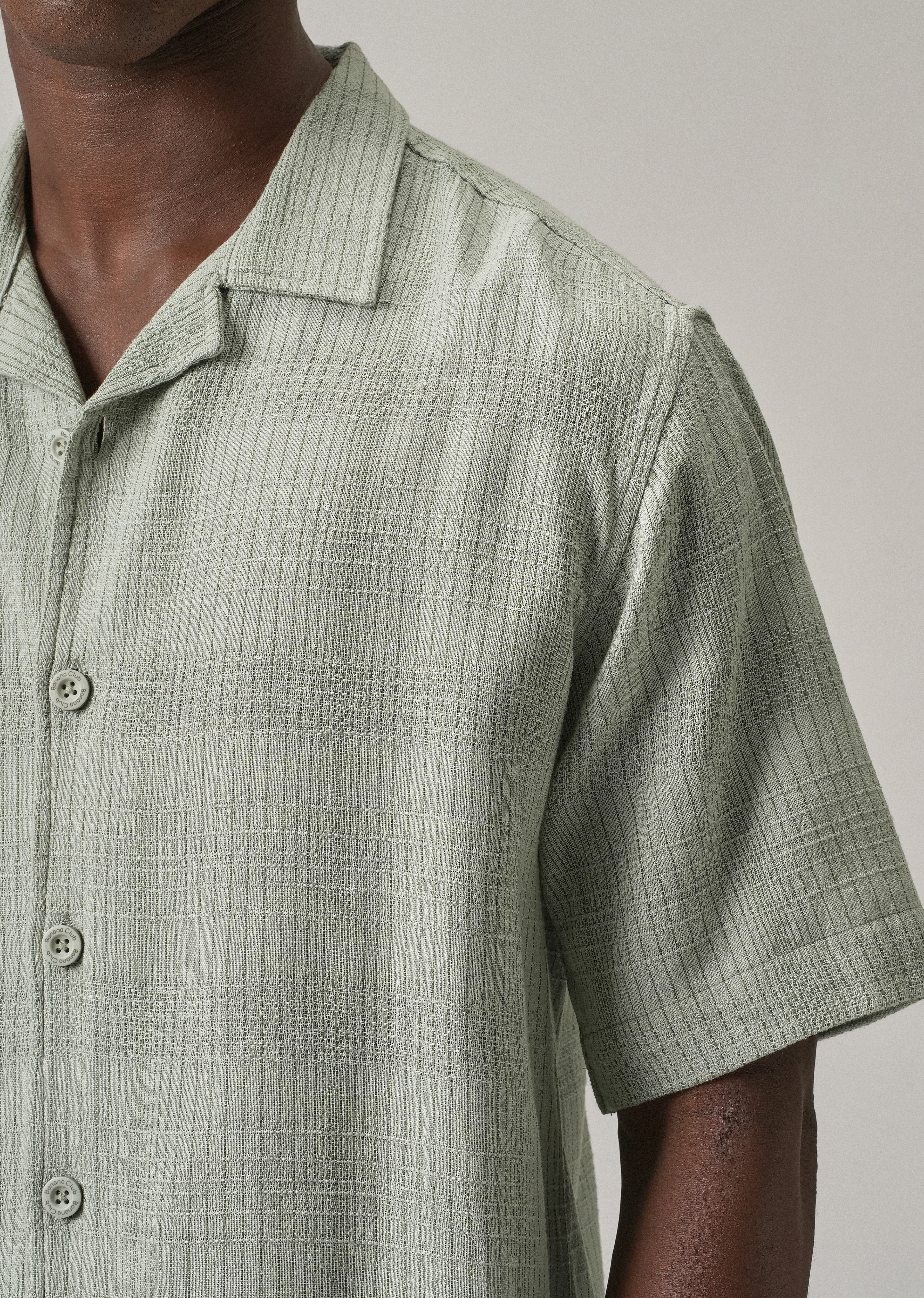 Green Open Weave Cotton Shirt