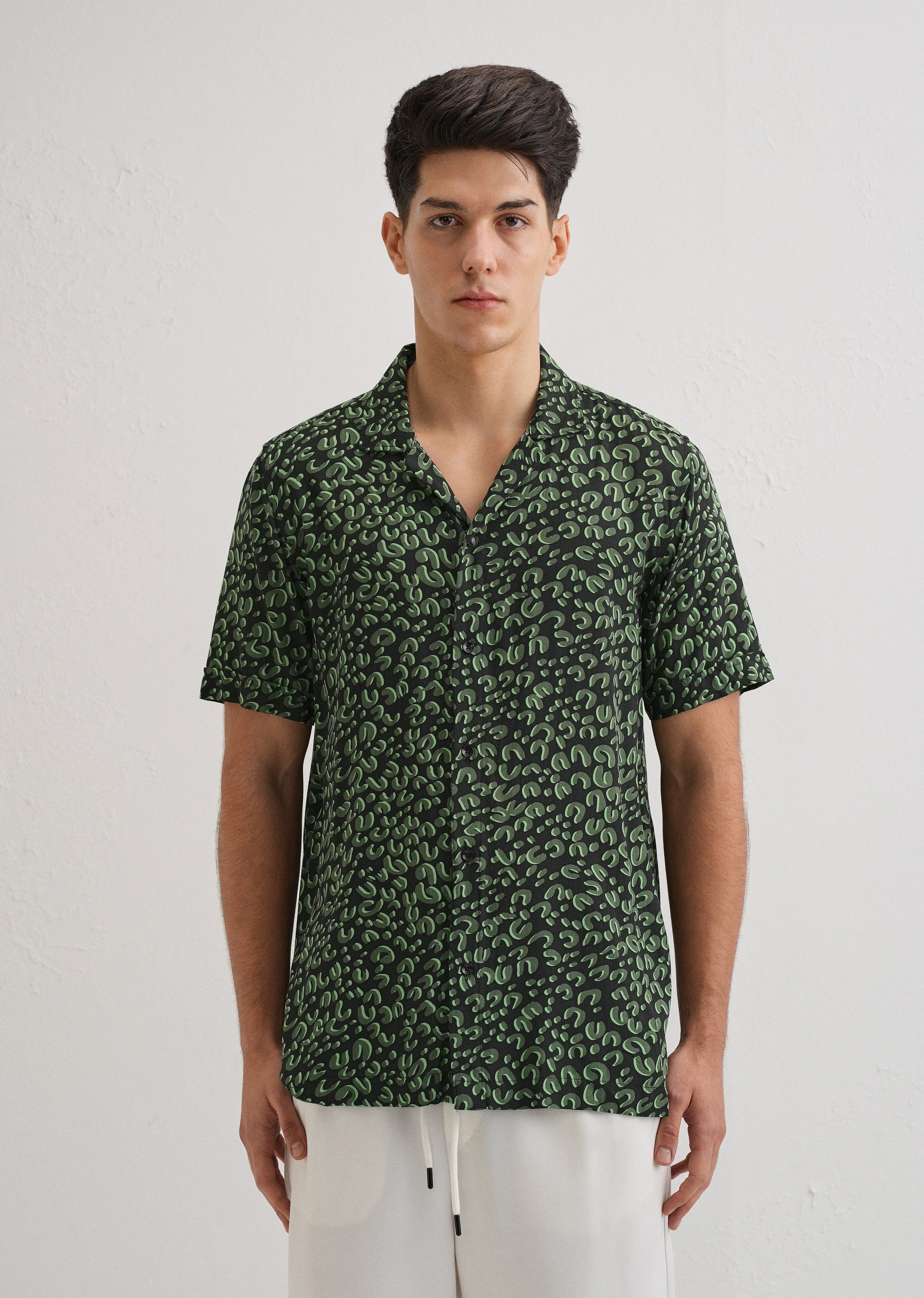 Green Panthera Print Half sleeve shirt