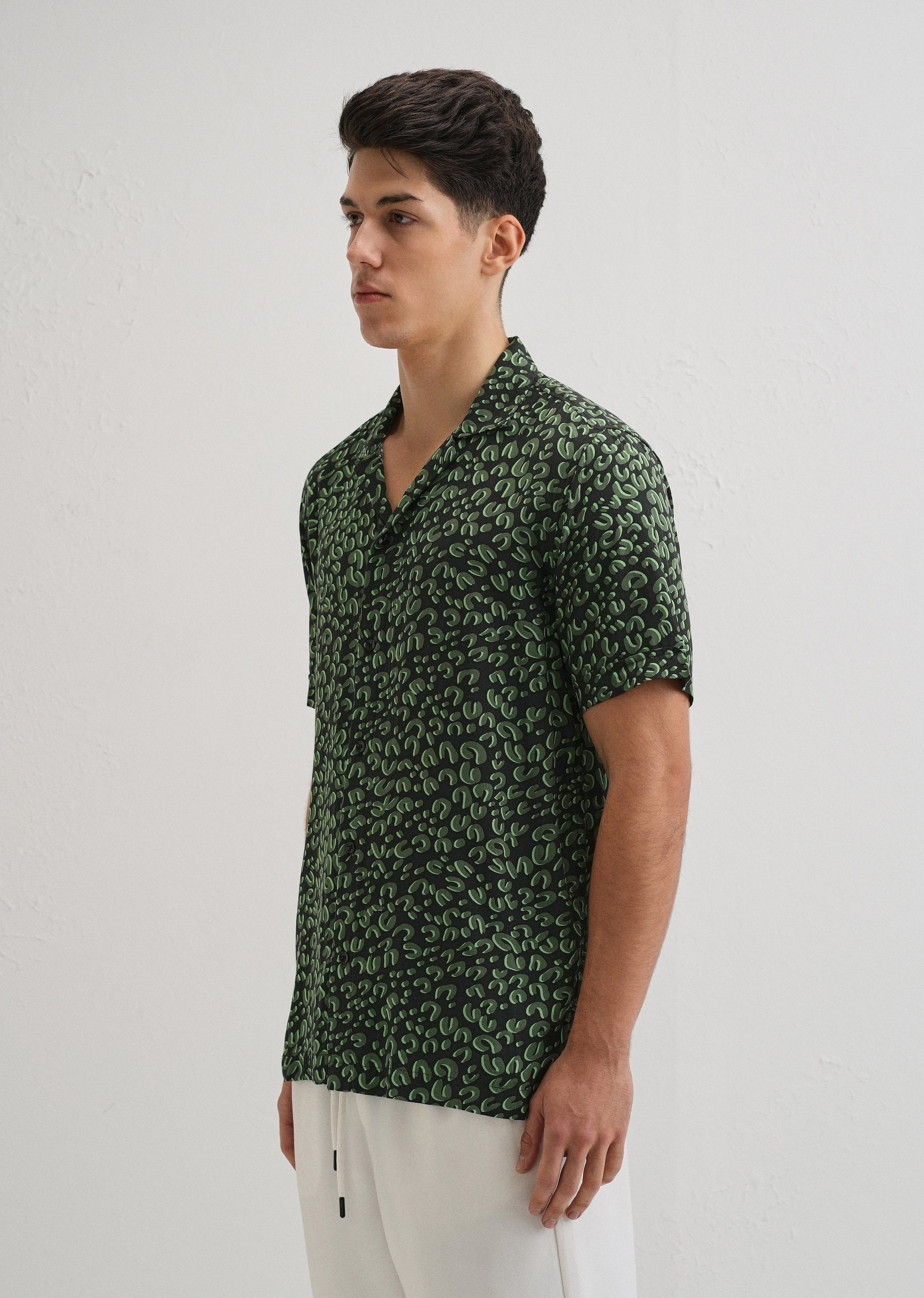 Green Panthera Print Half sleeve shirt