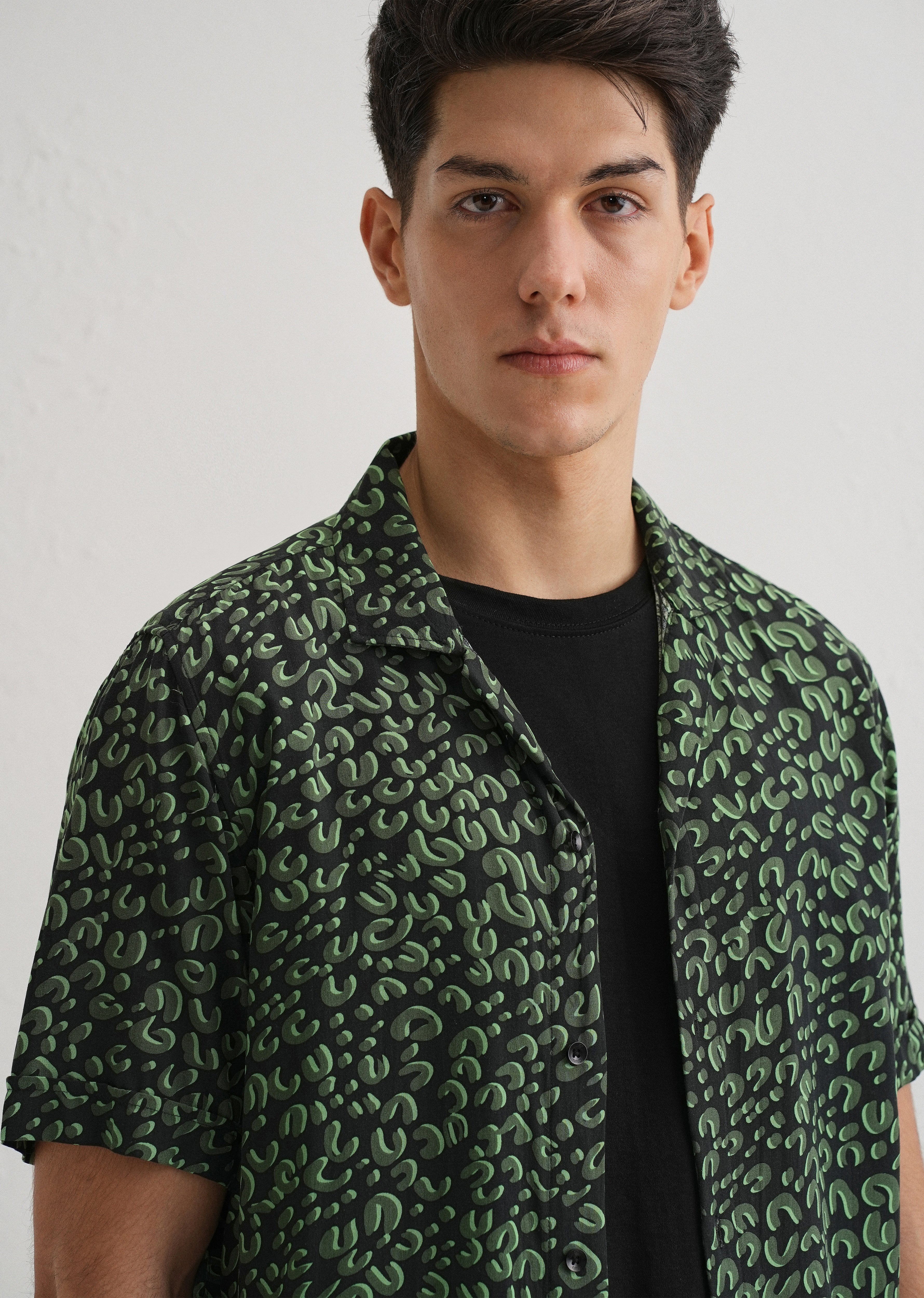 Green Panthera Print Half sleeve shirt