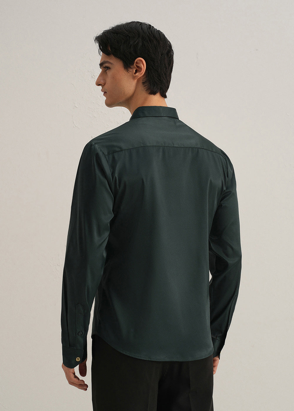Green Plain Stitchless Placket Shirt