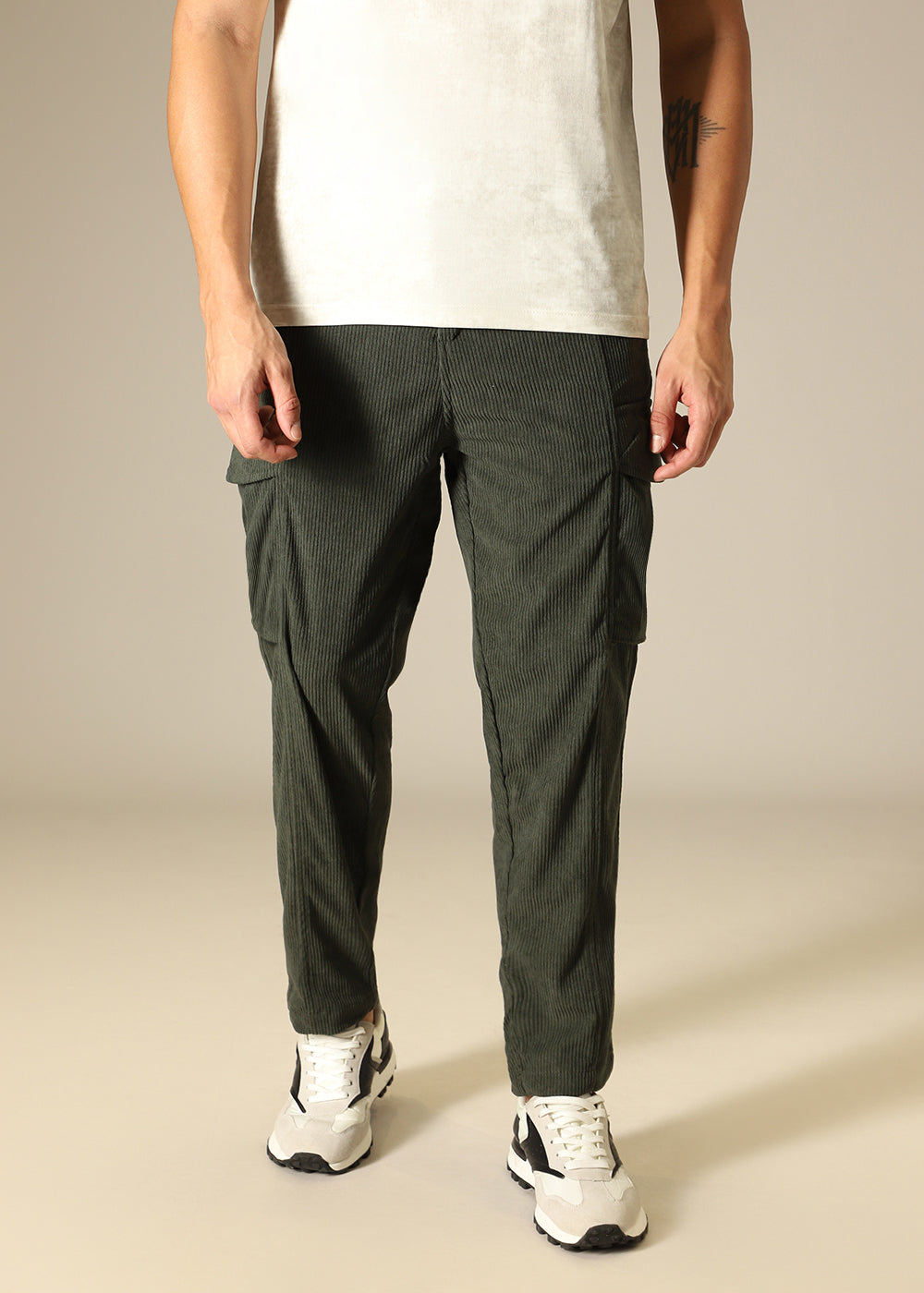 Green Pocket Cargo Corduroy Pant