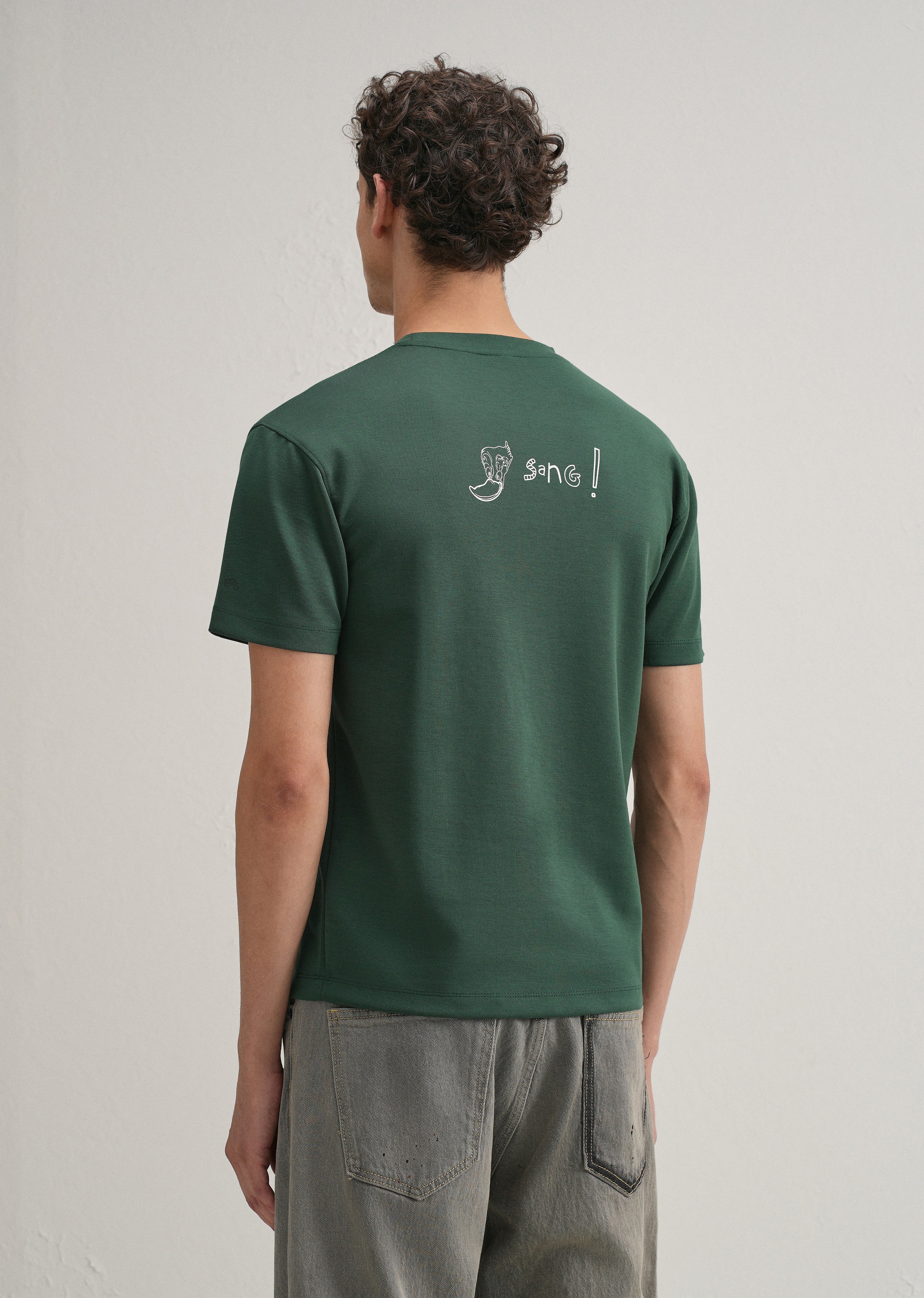 Green Printed Crew Neck T-shirt