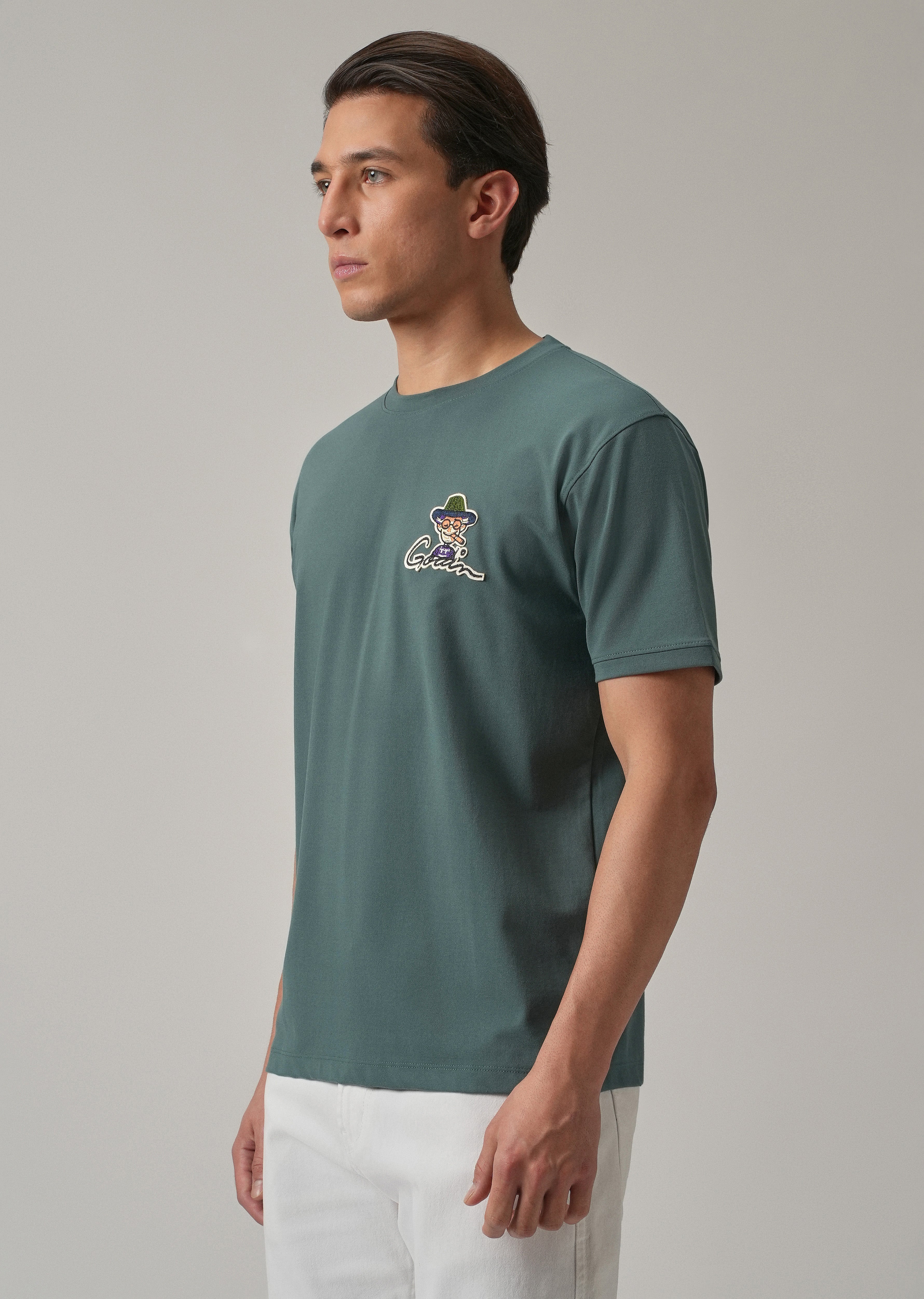 Green Printed Slim Fit T-Shirt