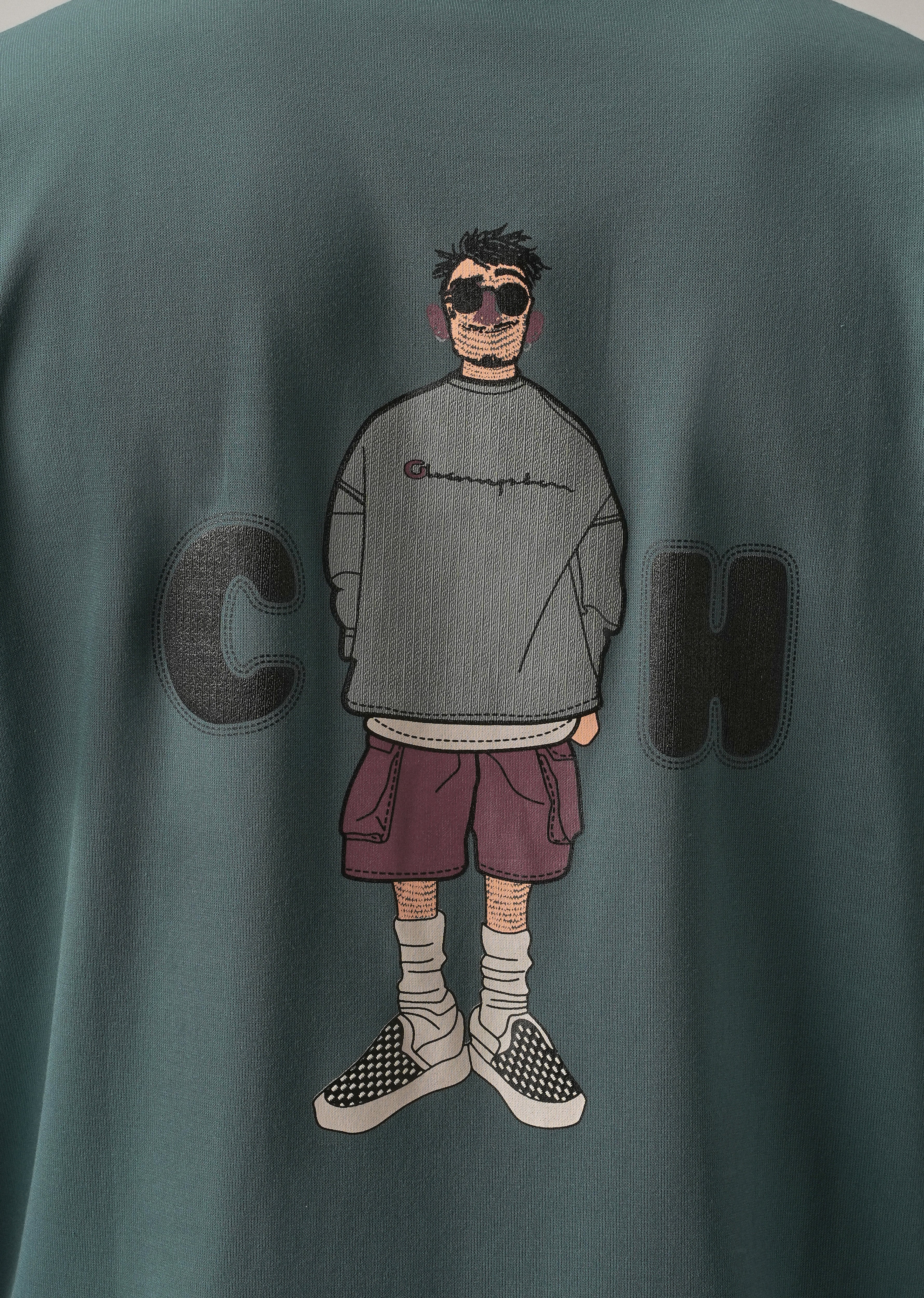 Green Printed Slim Fit T-Shirt