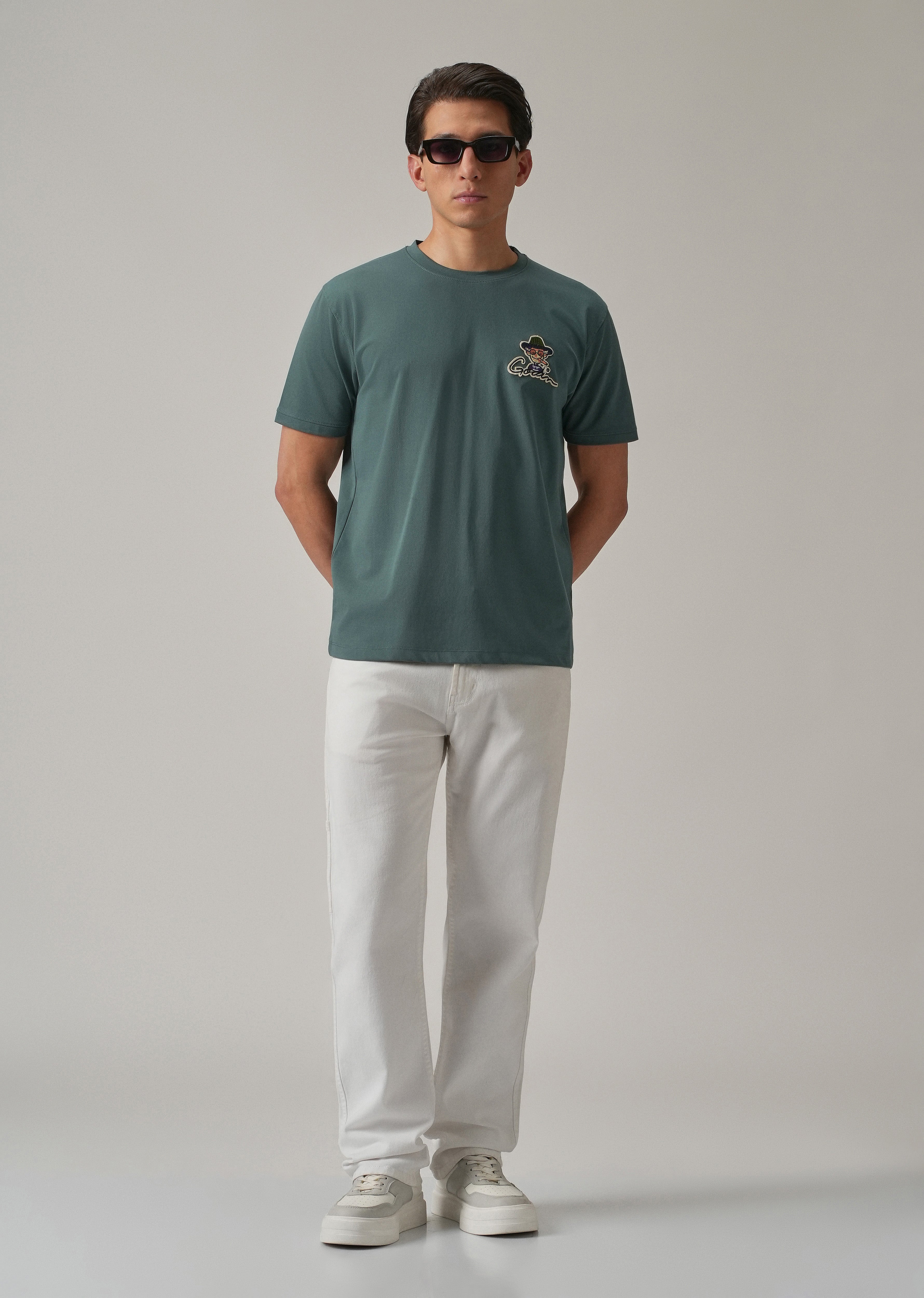 Green Printed Slim Fit T-Shirt