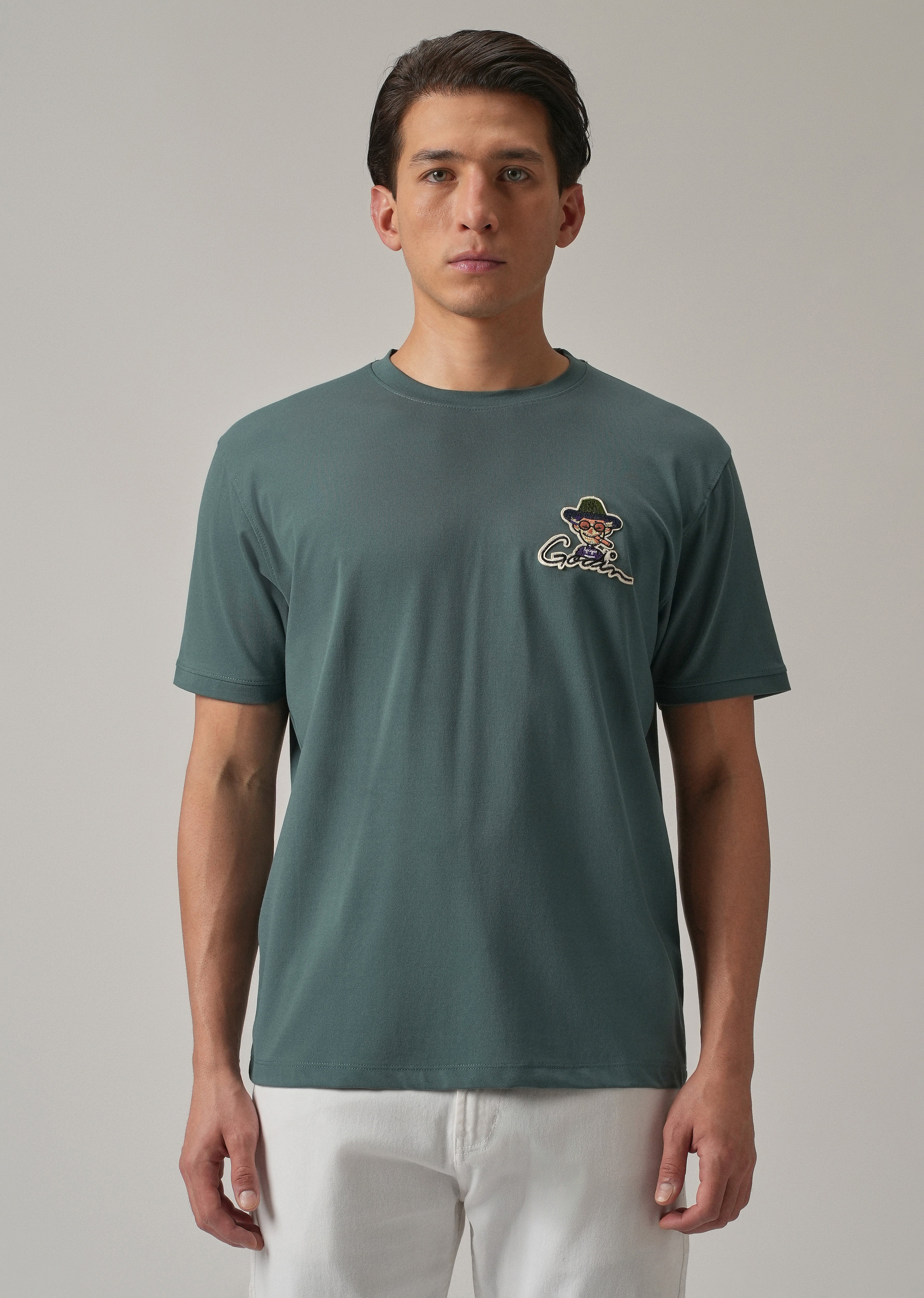 Green Printed Slim Fit T-Shirt