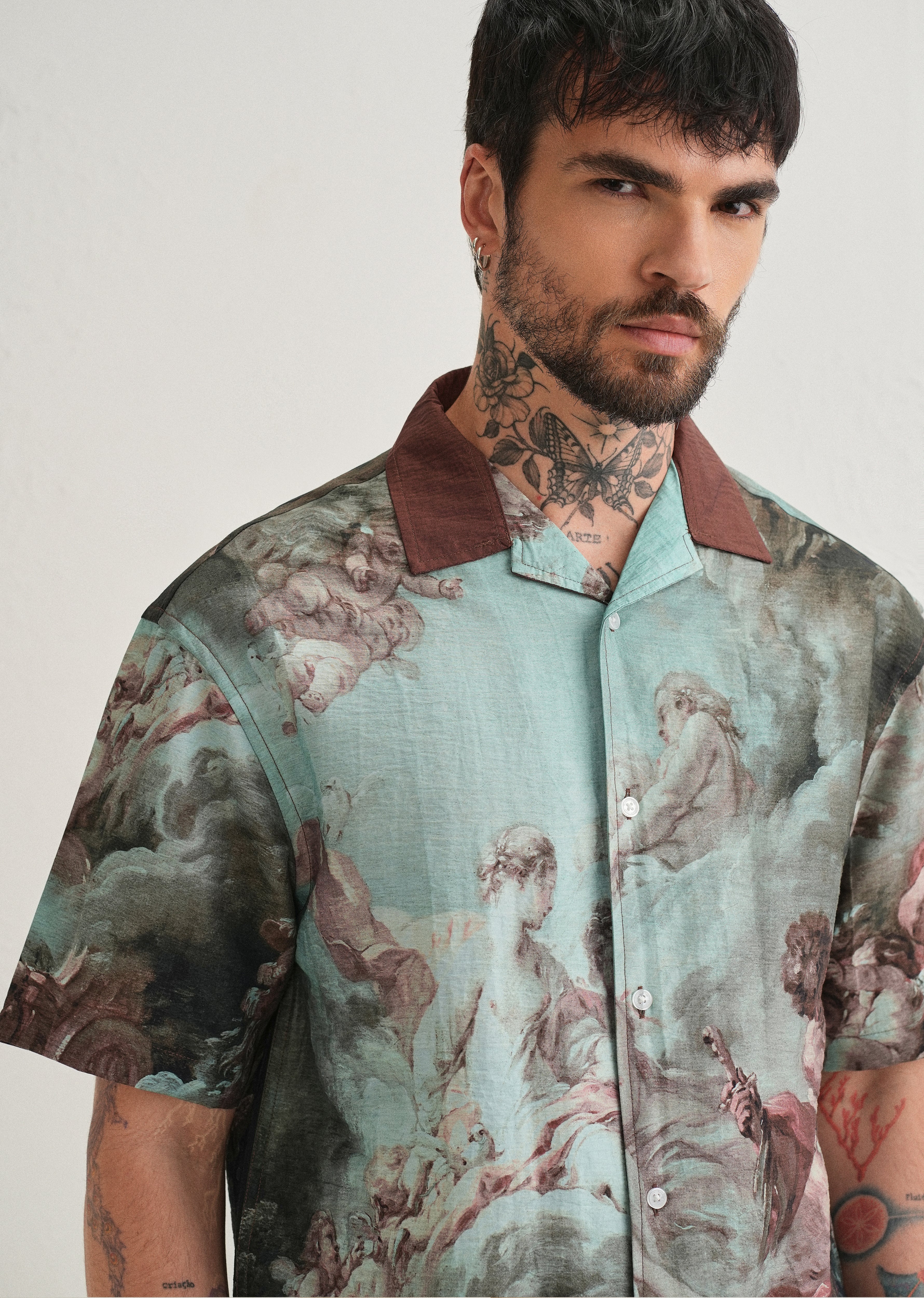 Green Renaissance Placement Print Shirt