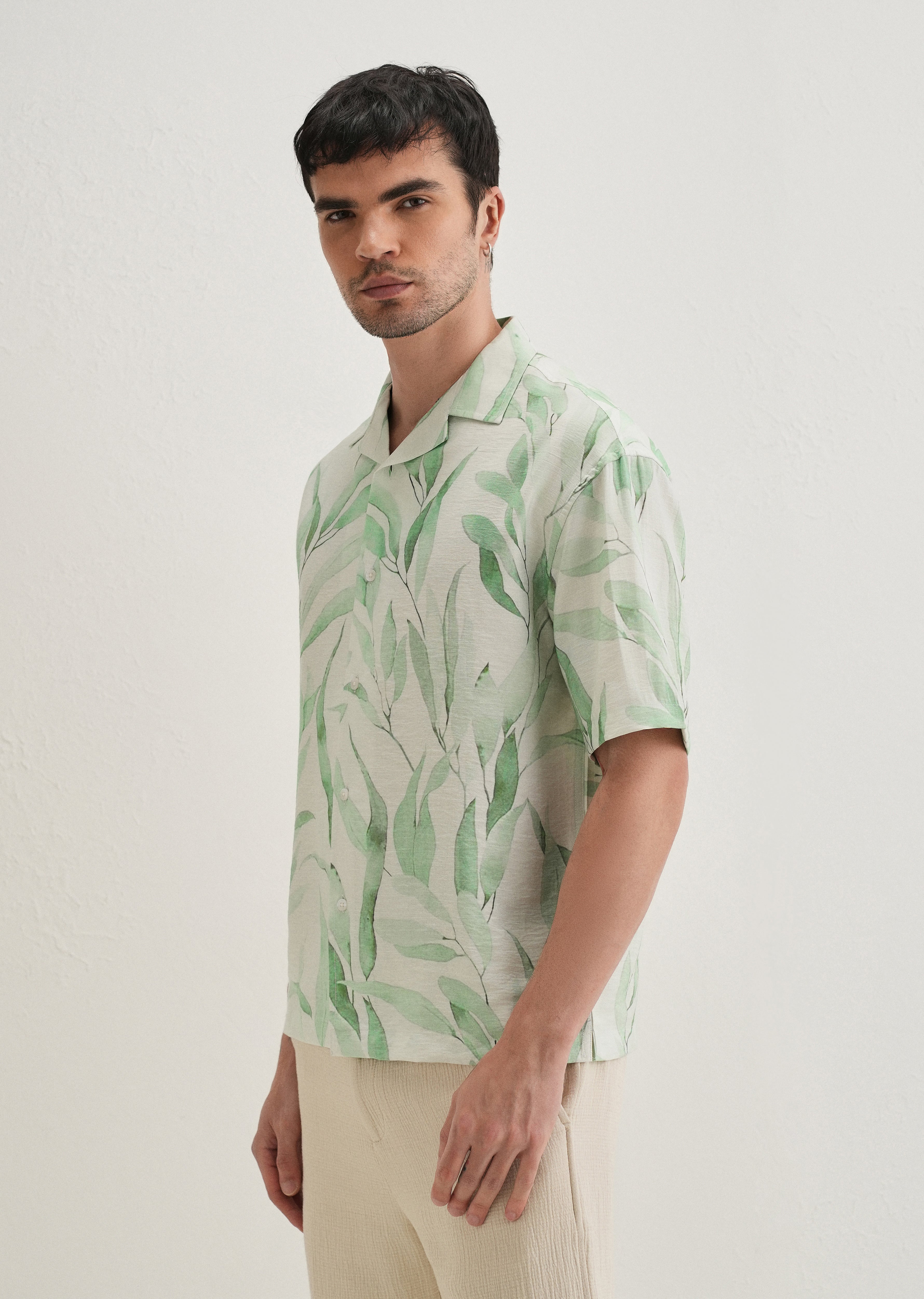Green Soft Stroke Printed Shirt