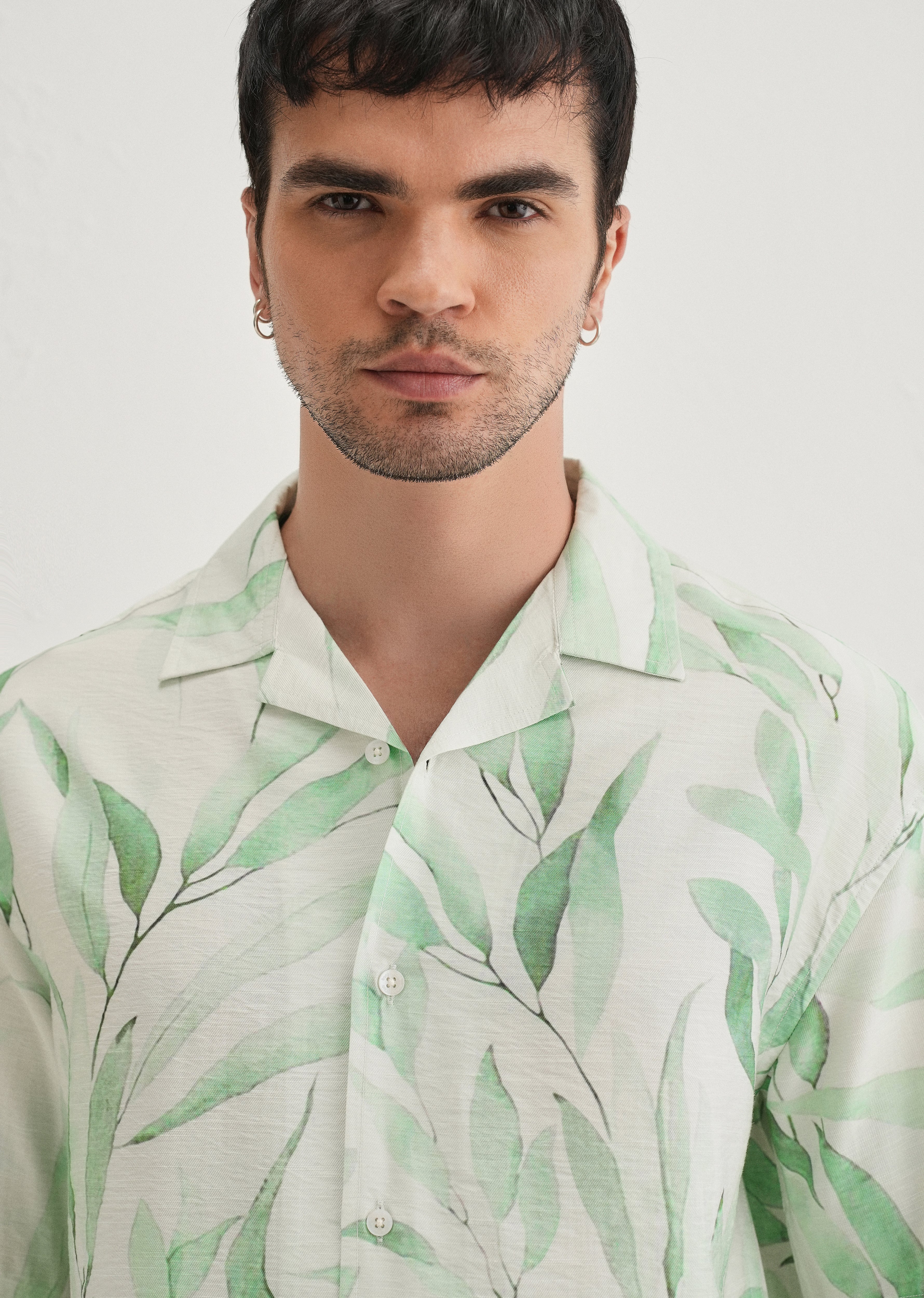 Green Soft Stroke Printed Shirt