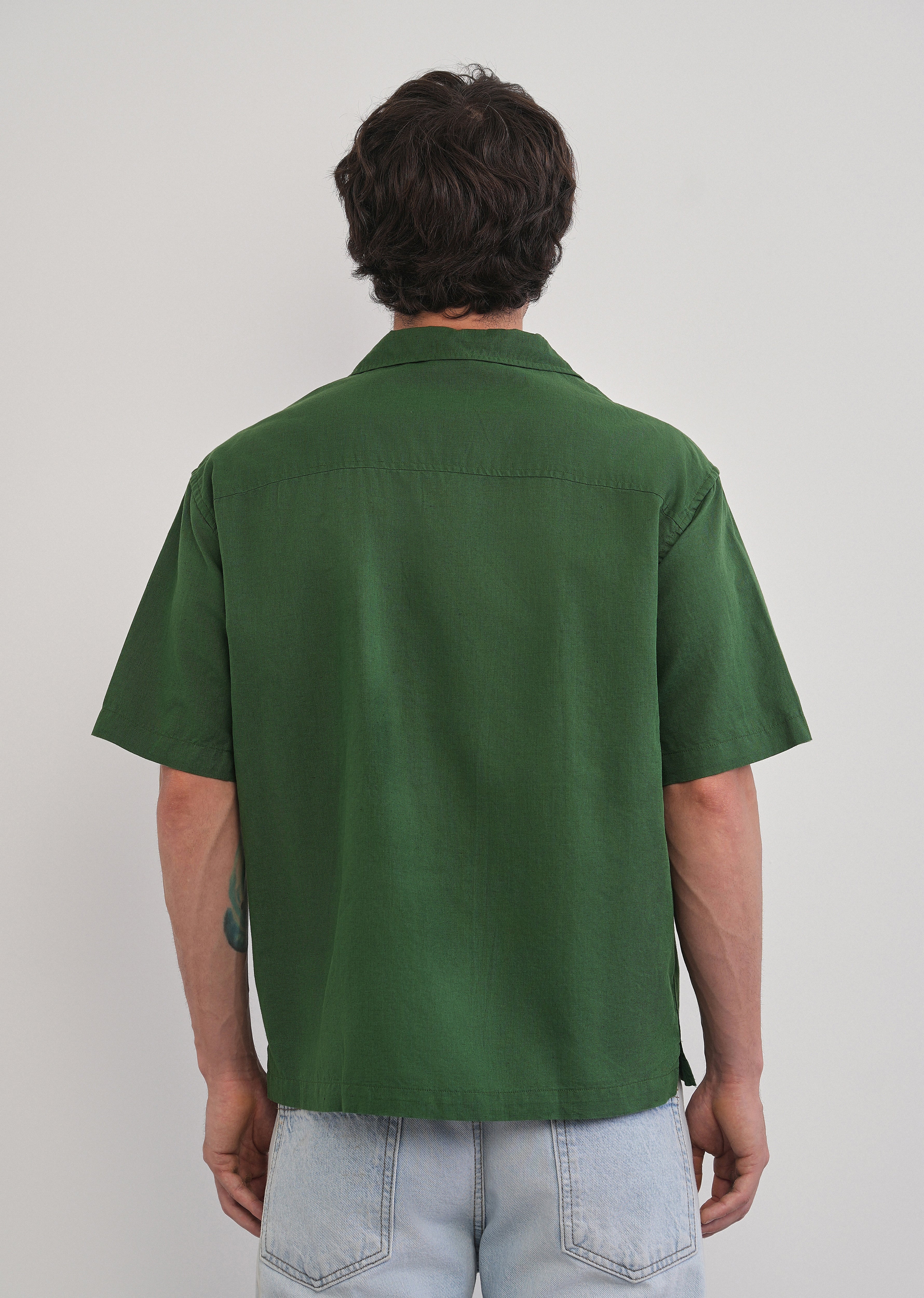 Green Floral Thread Work Shirt
