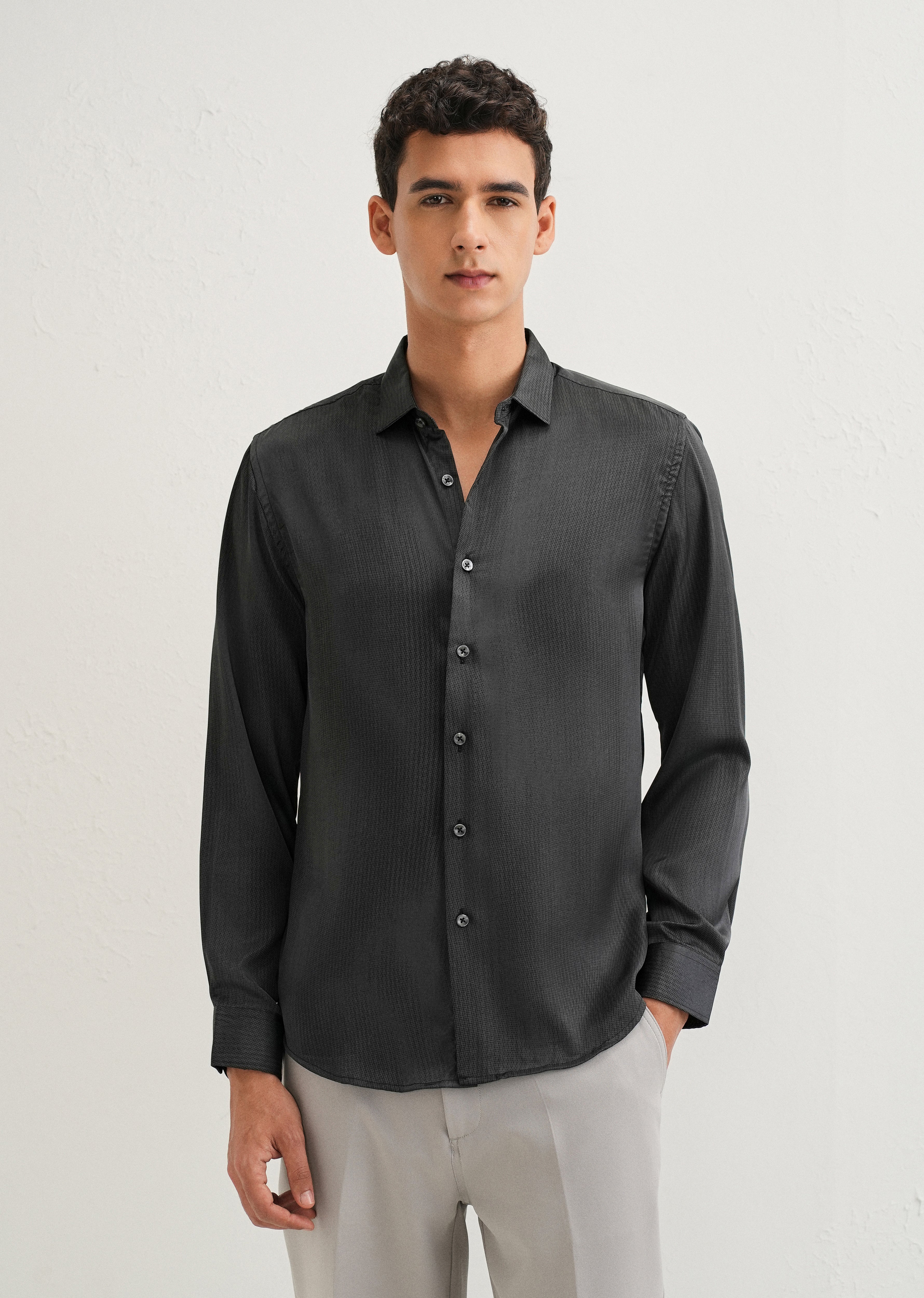 Green Stippling Abstract Printed Shirt