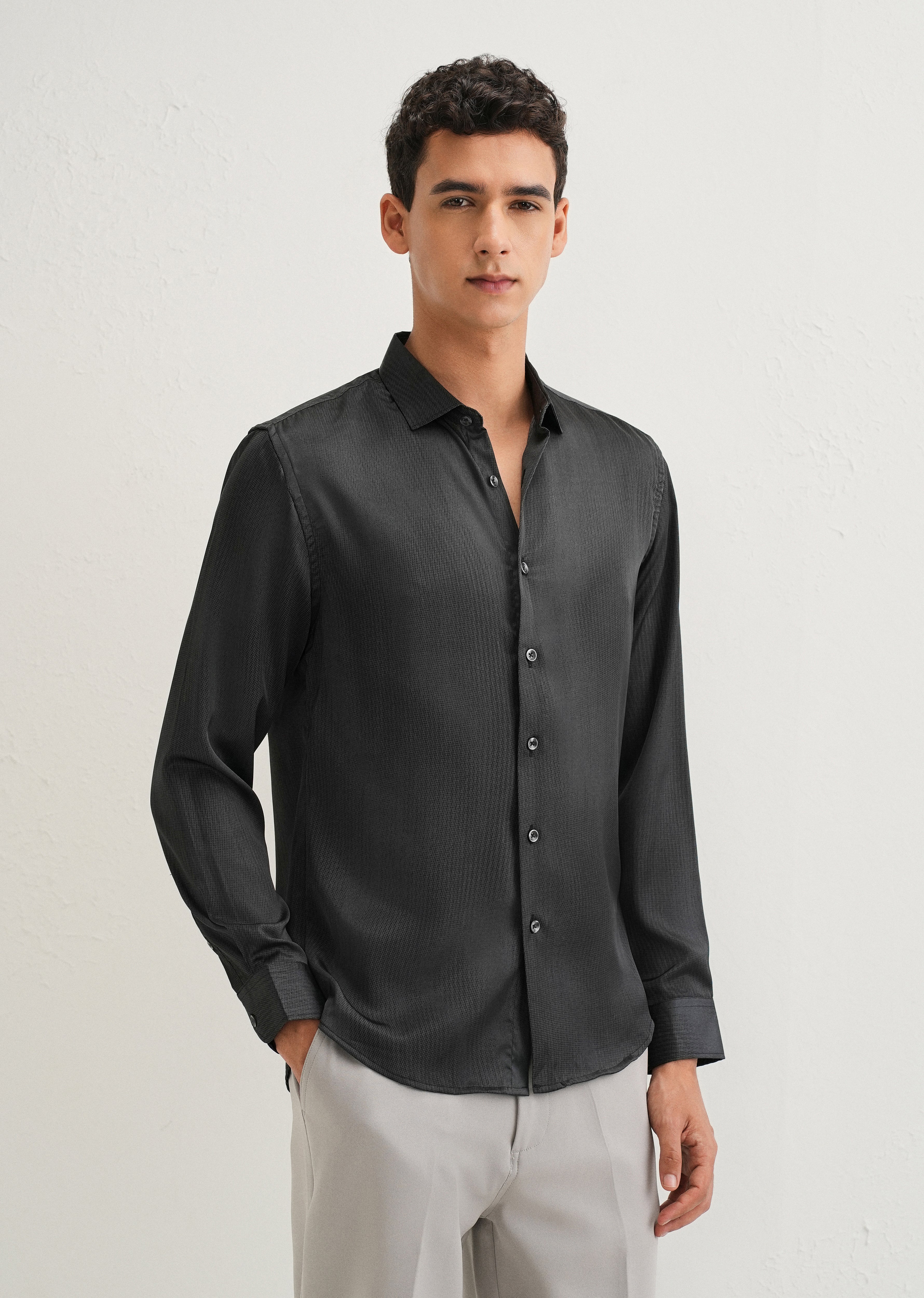 Green Stippling Abstract Printed Shirt