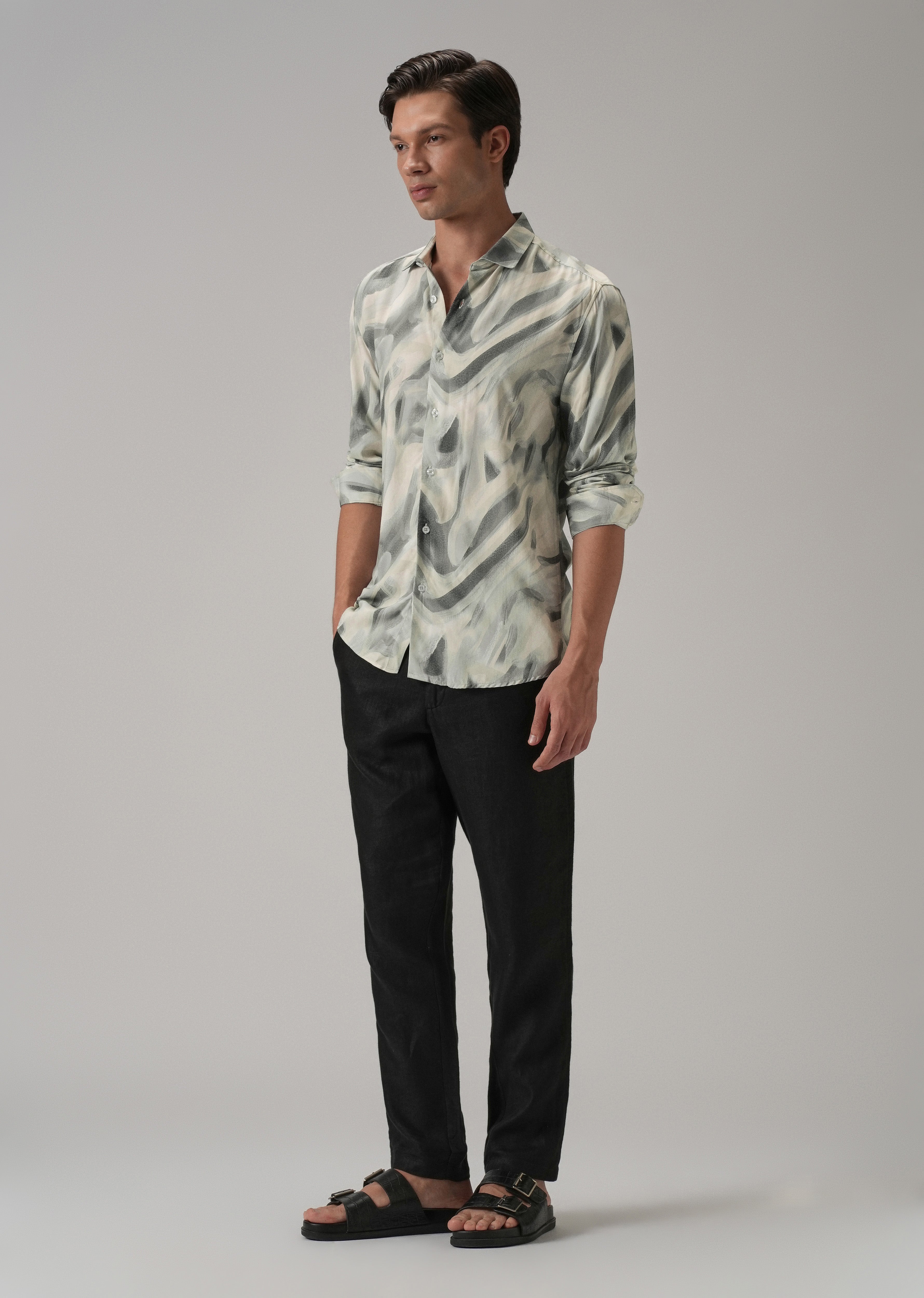 Green Texture Swirl Printed Shirt