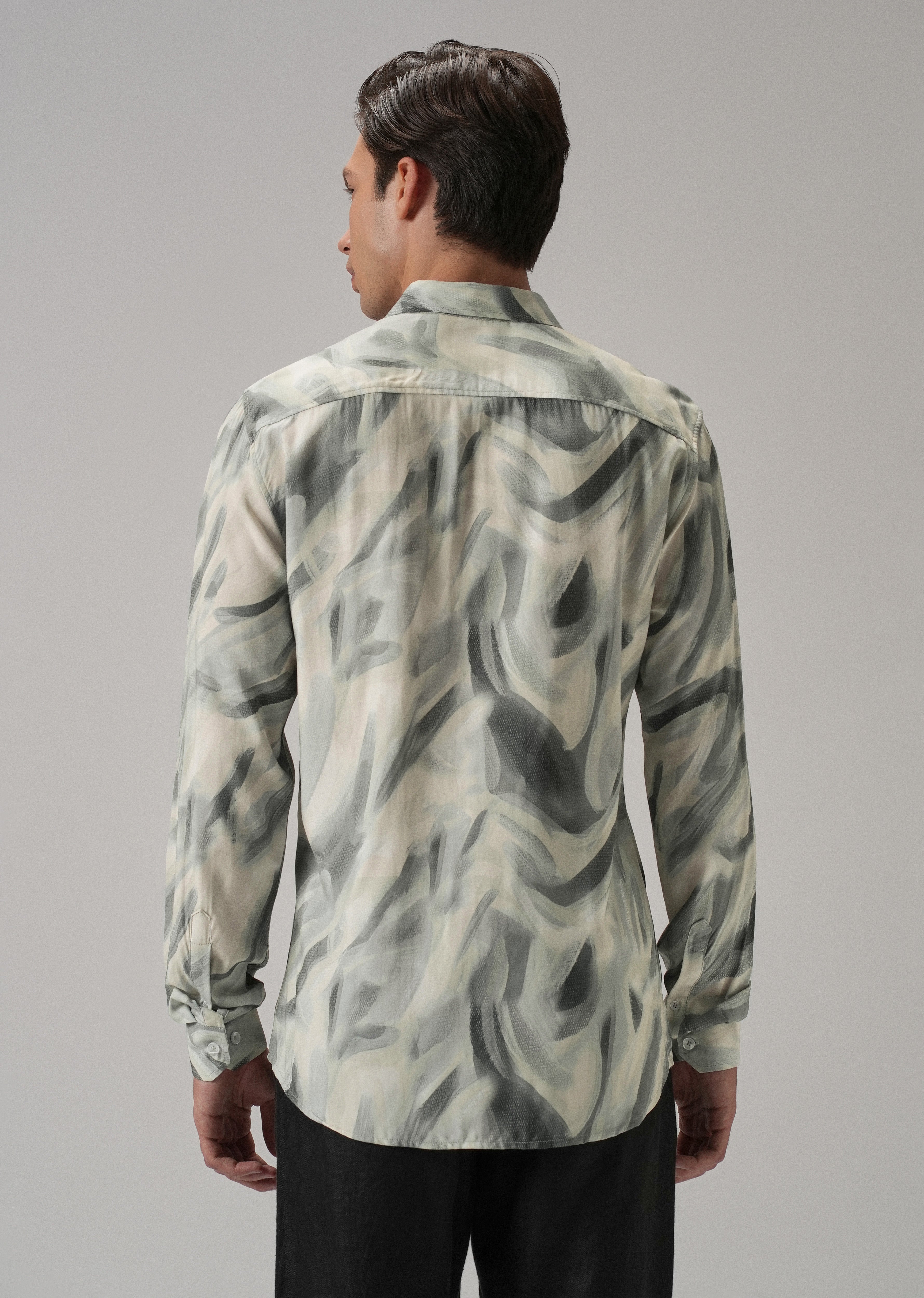 Green Texture Swirl Printed Shirt