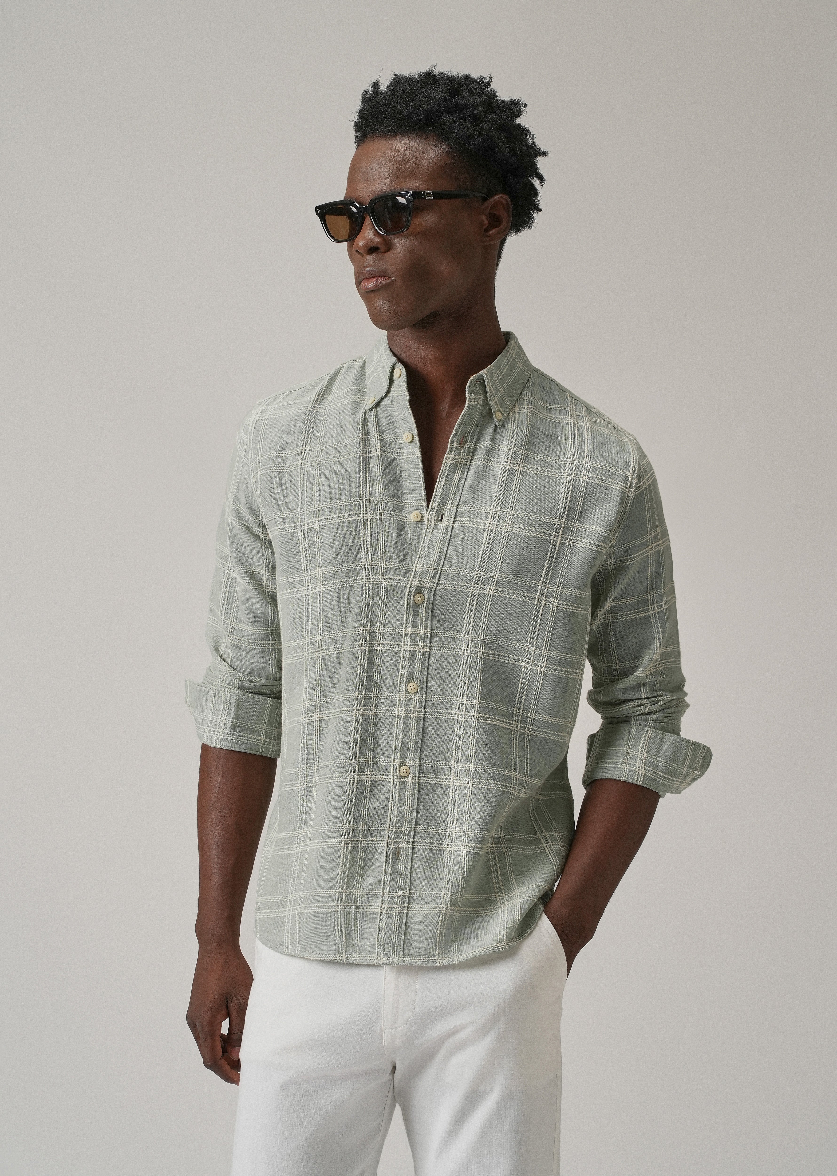 Green Chenille Check Shirt