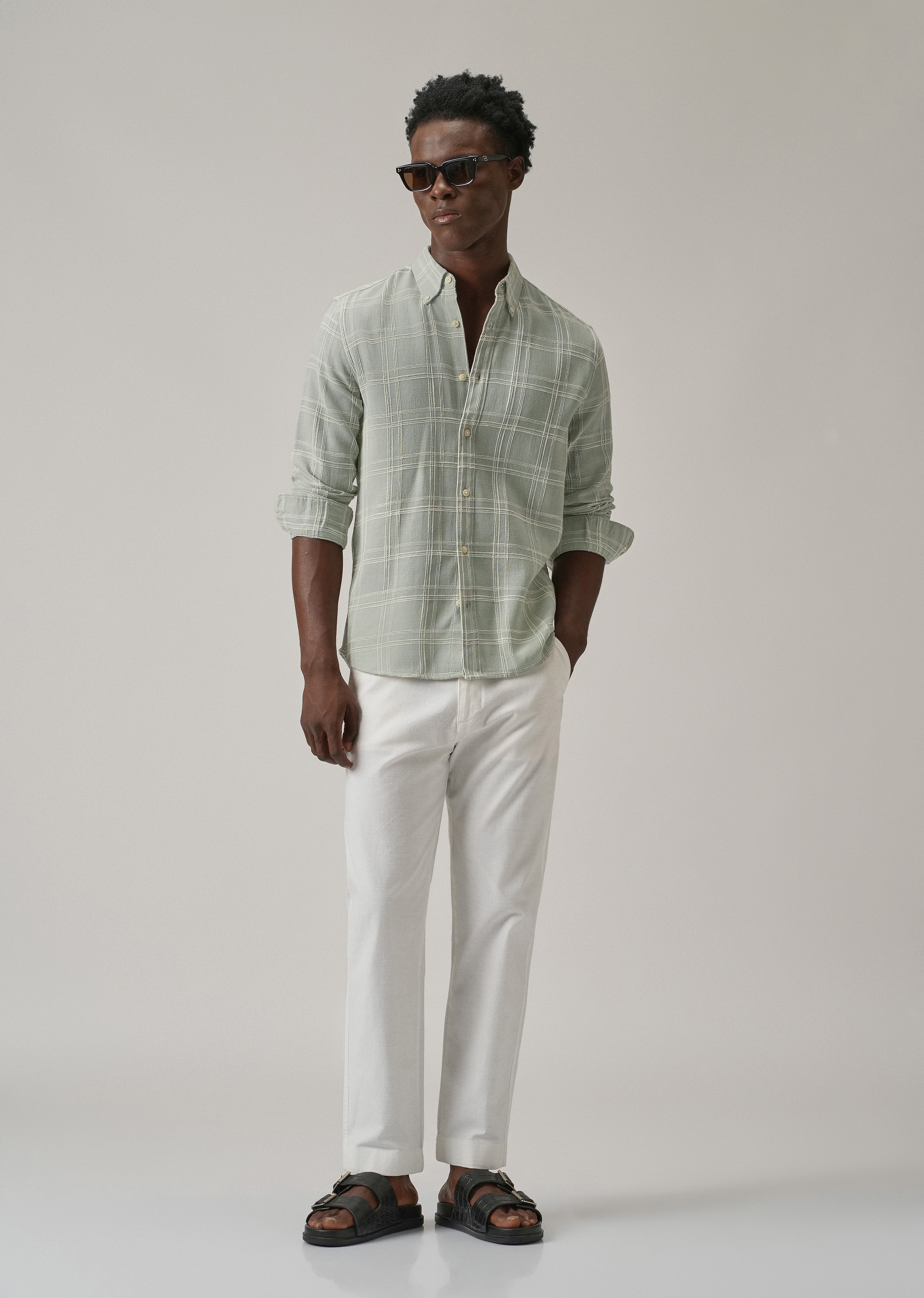 Green Chenille Check Shirt