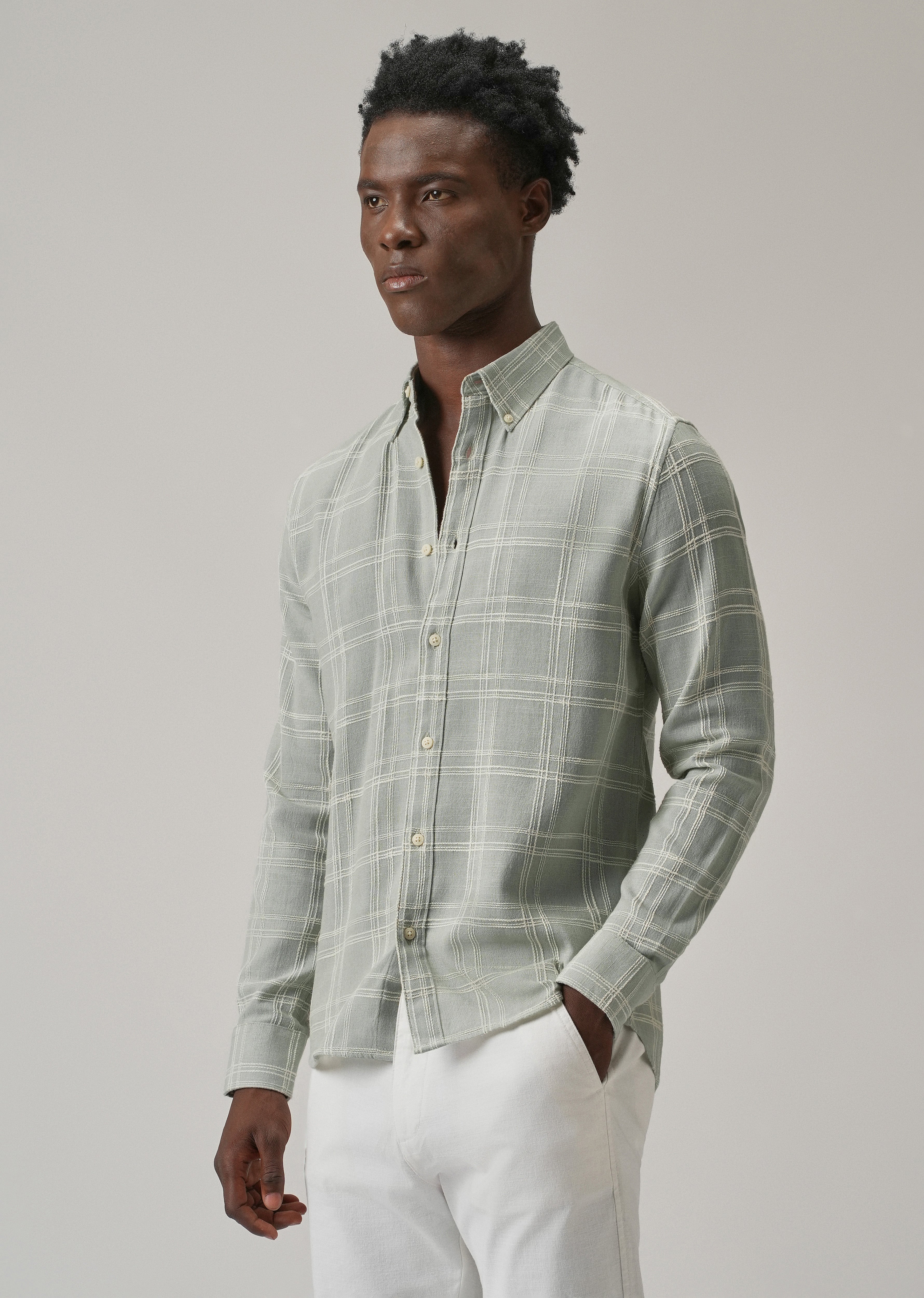 Green Chenille Check Shirt