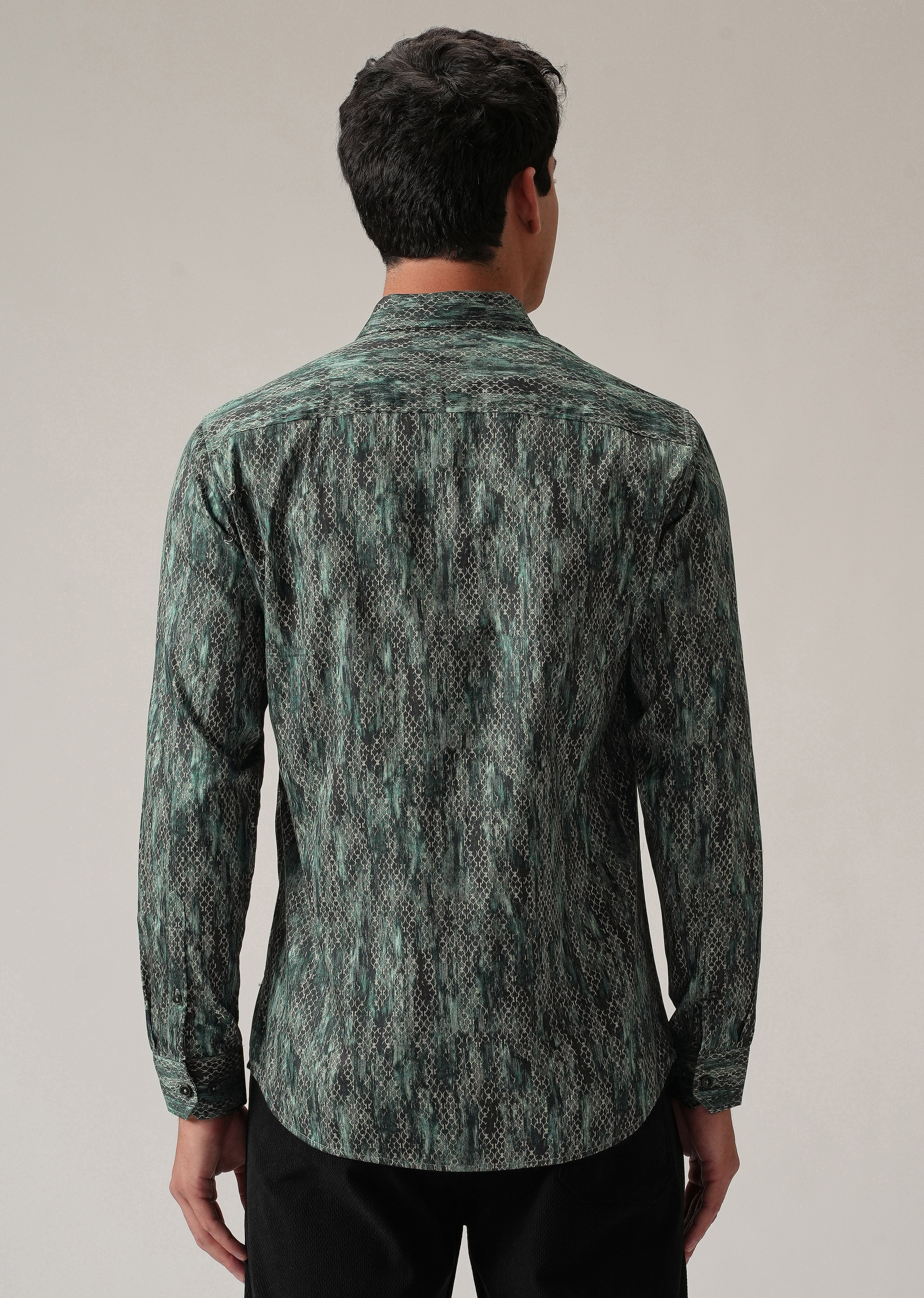 Green Textured Print Shirt
