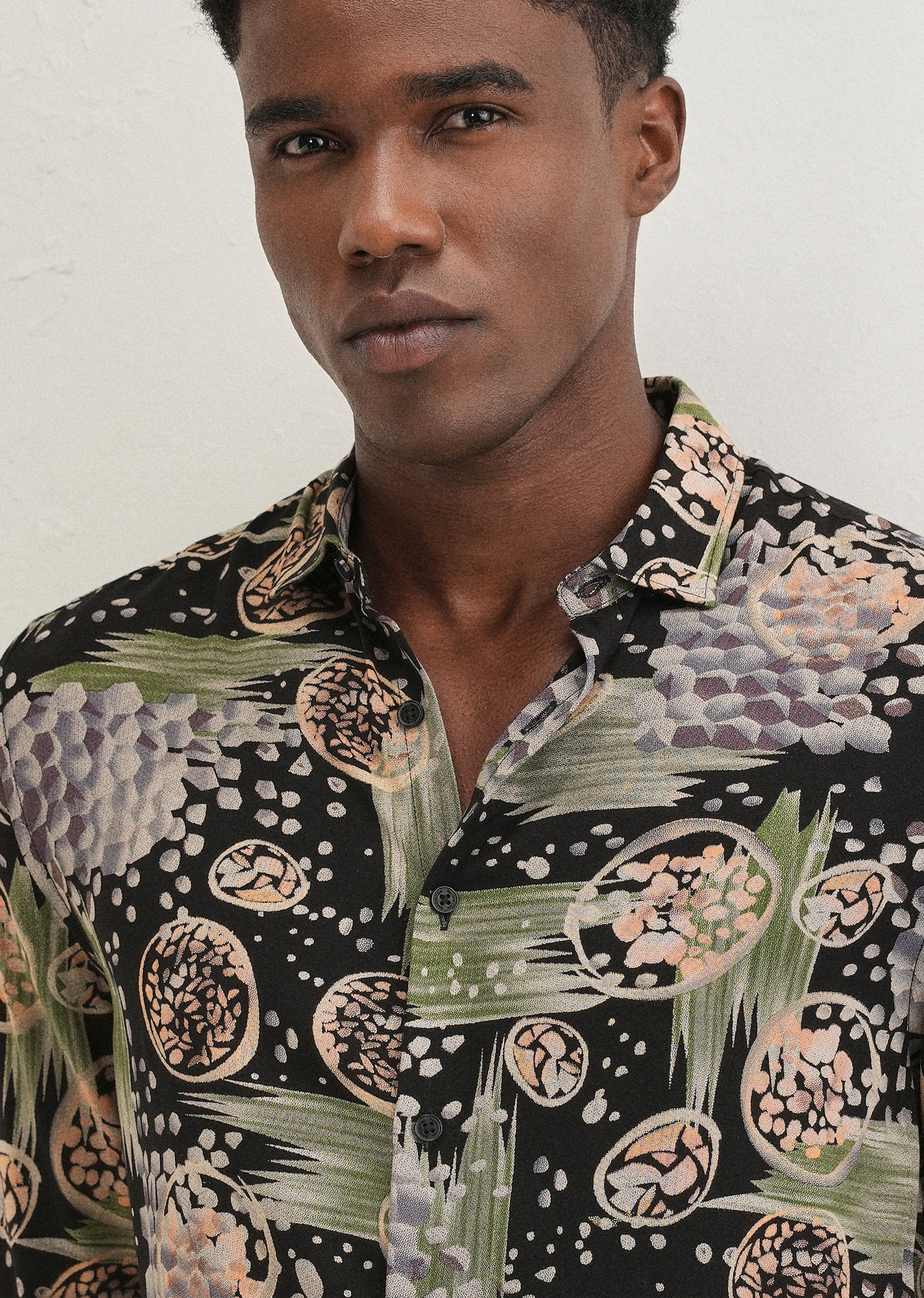 Green Abstract Feather Shirt