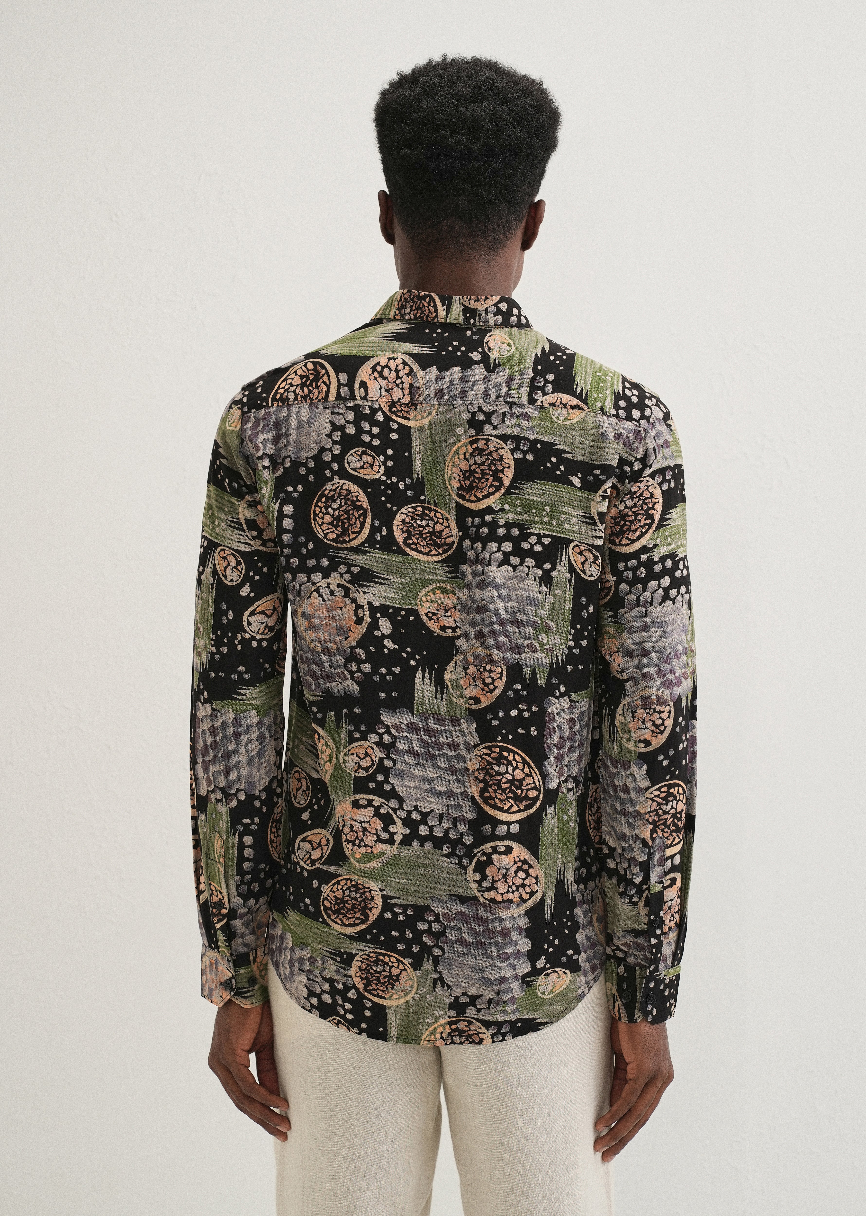 Green Abstract Feather Shirt