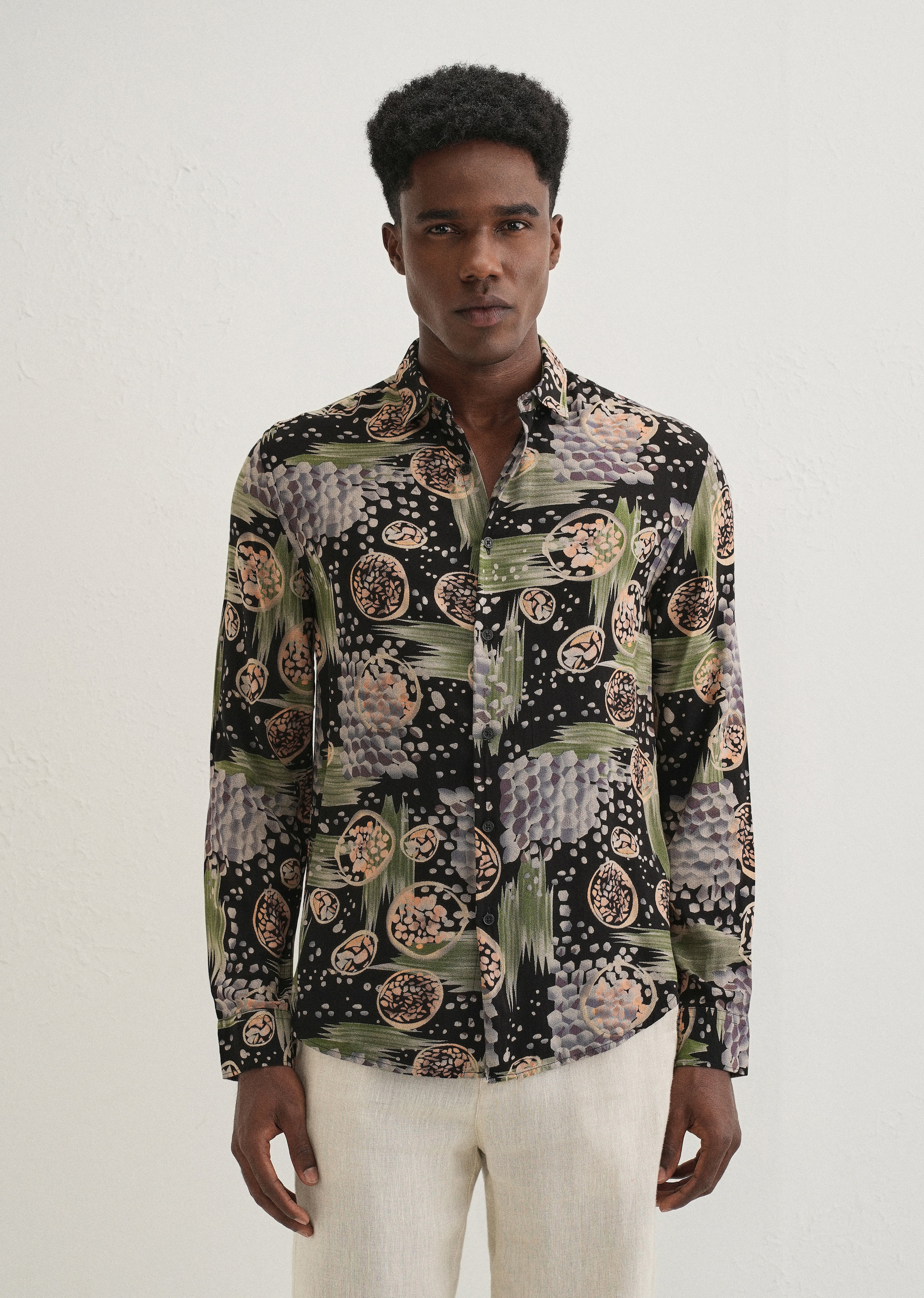 Green Abstract Feather Shirt
