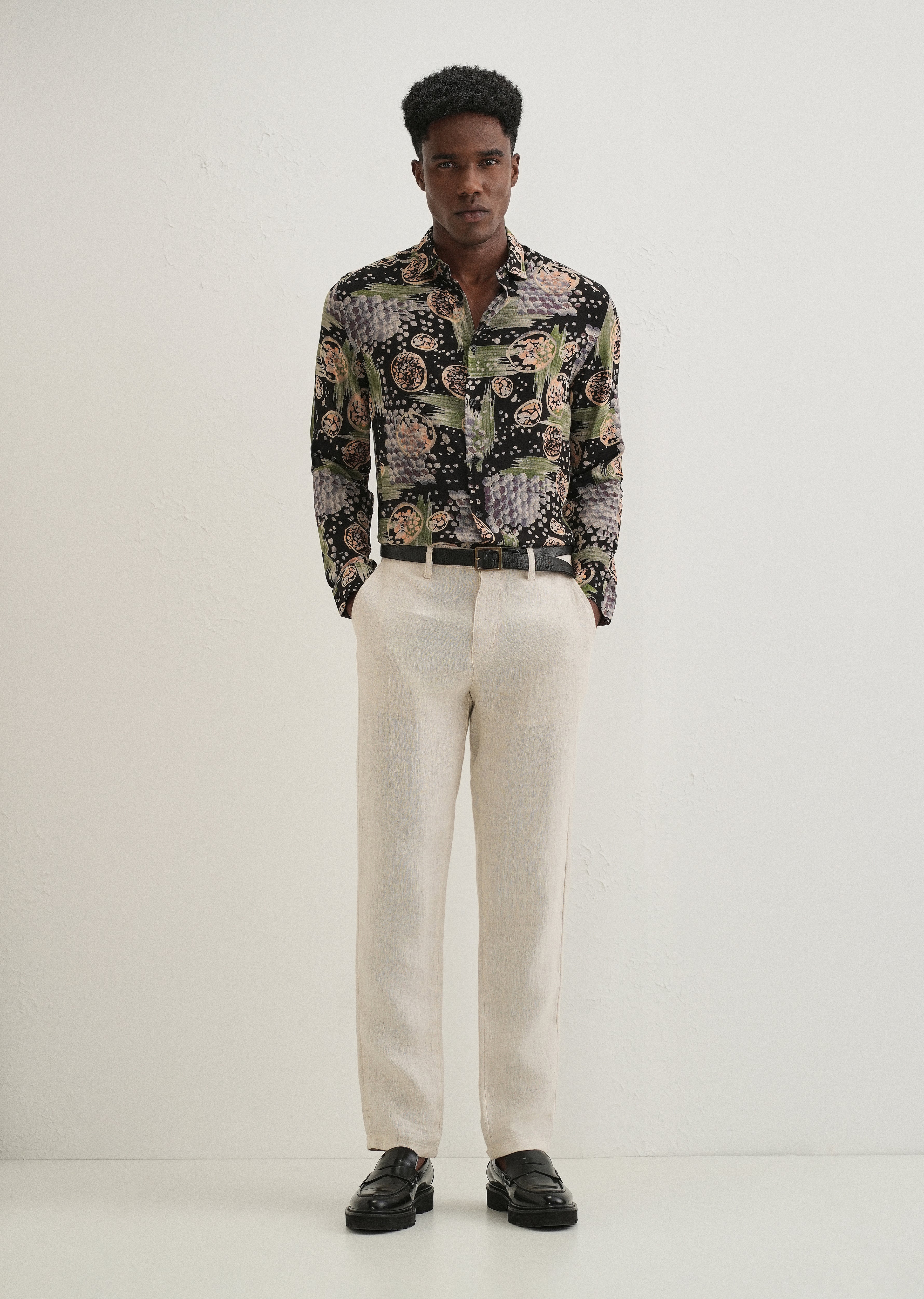 Green Abstract Feather Shirt