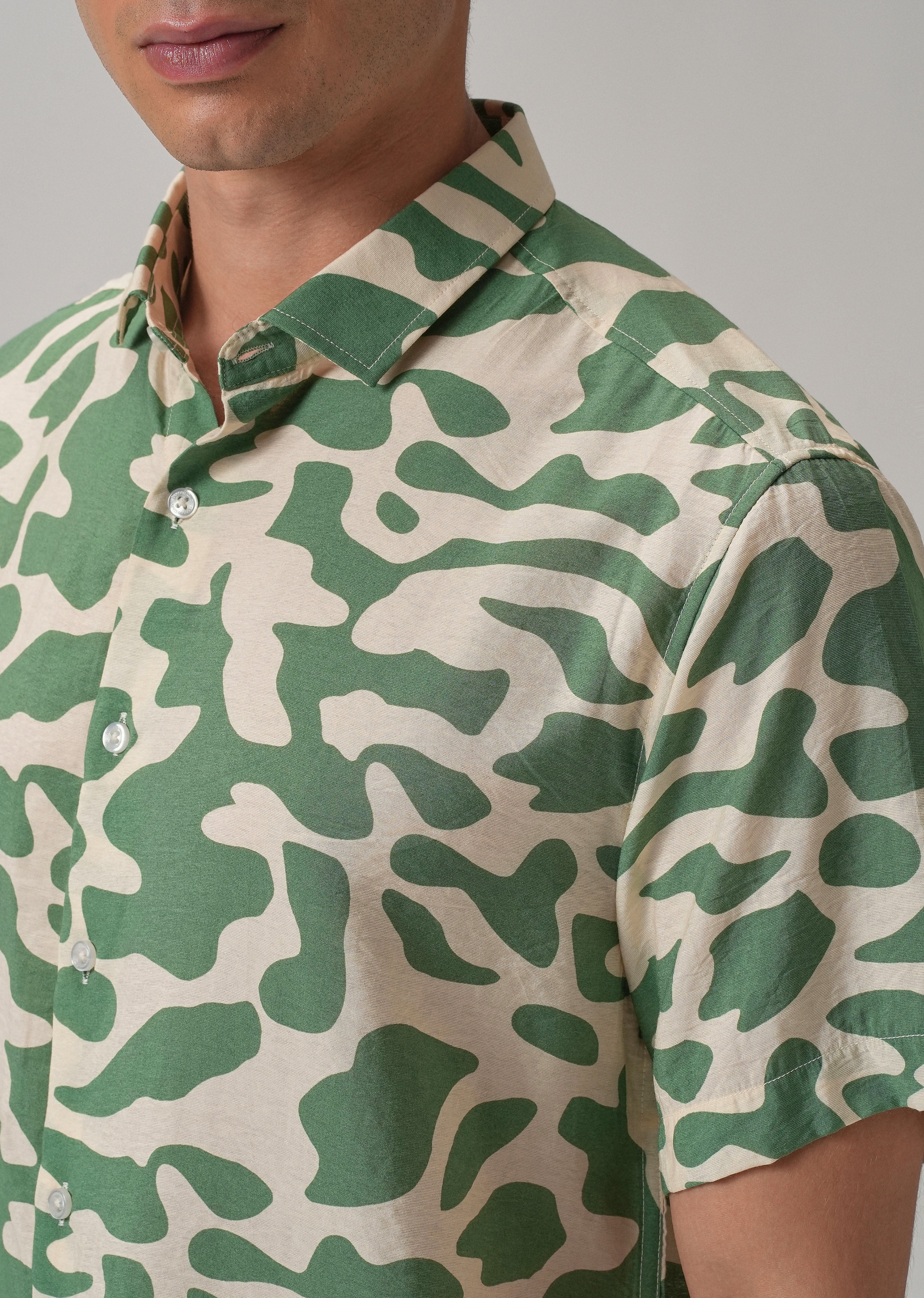 Green Abstract Printed Shirt