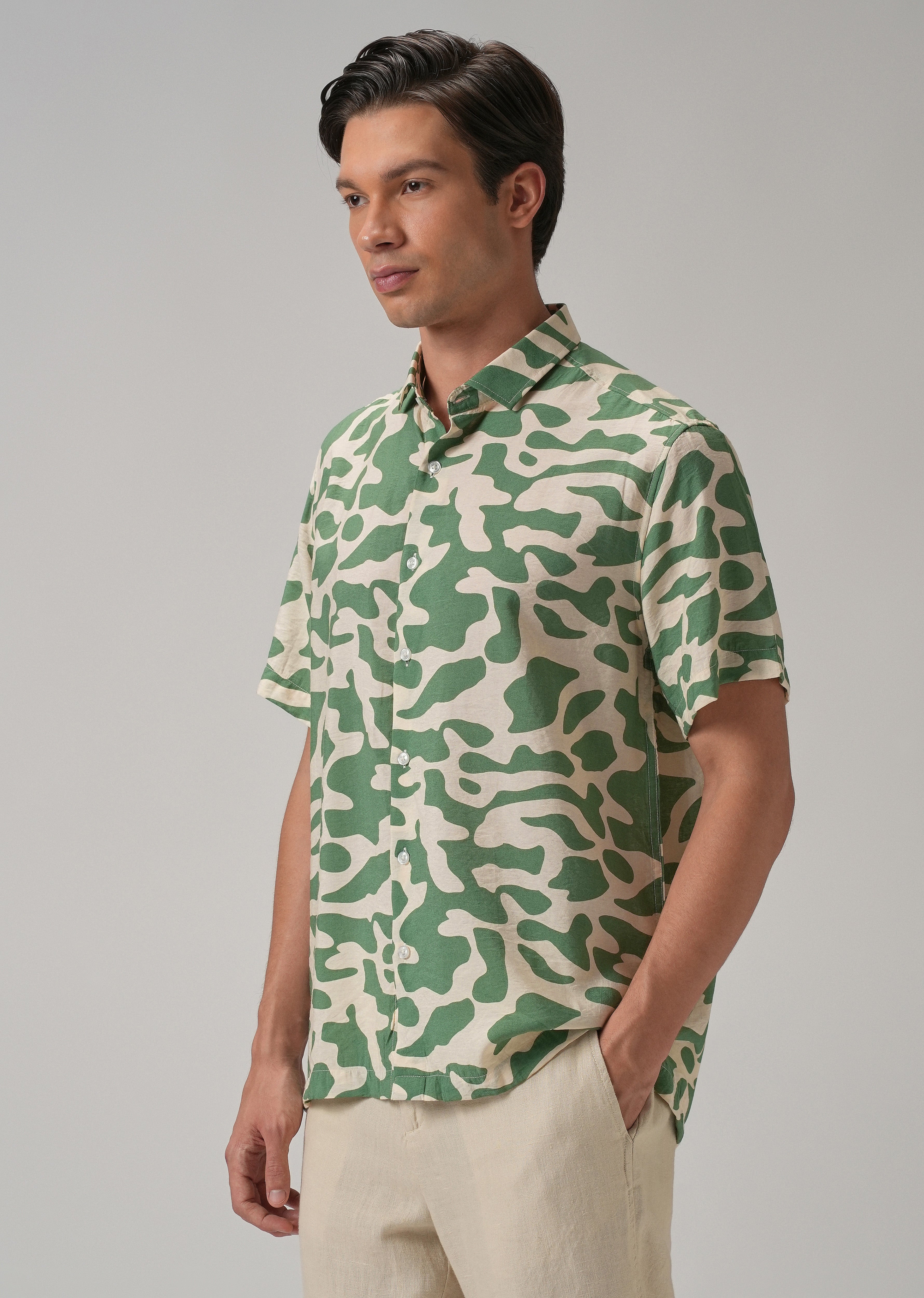 Green Abstract Printed Shirt