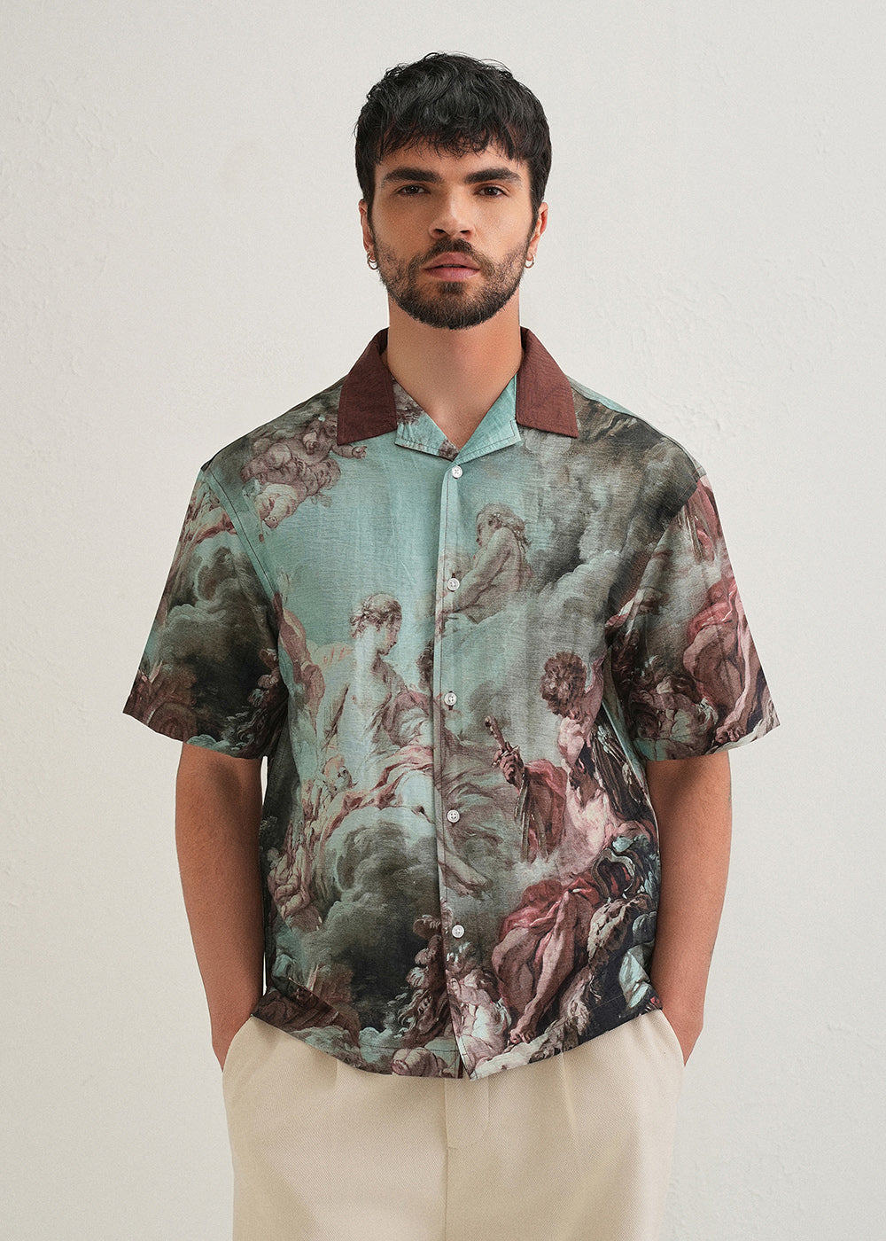 Green Renaissance Placement Print Shirt