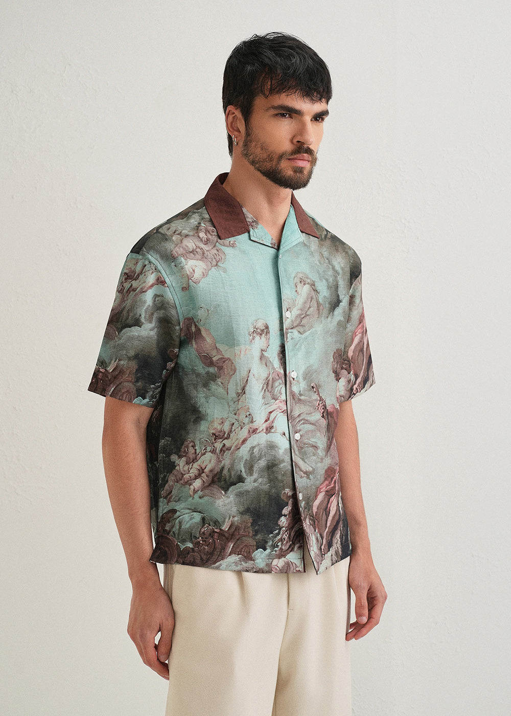 Green Renaissance Placement Print Shirt