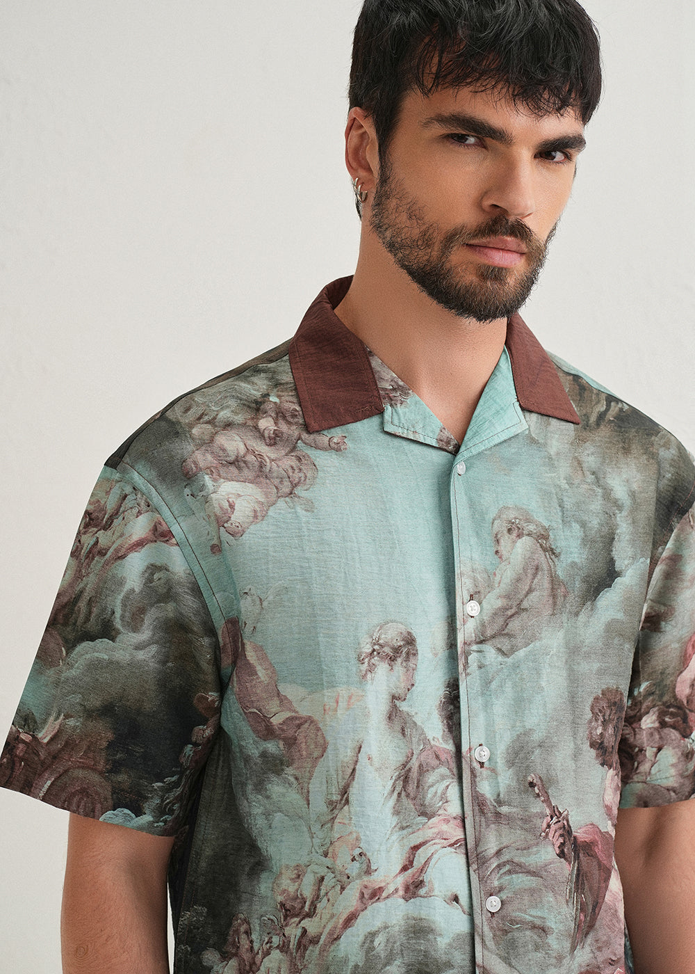 Green Renaissance Placement Print Shirt