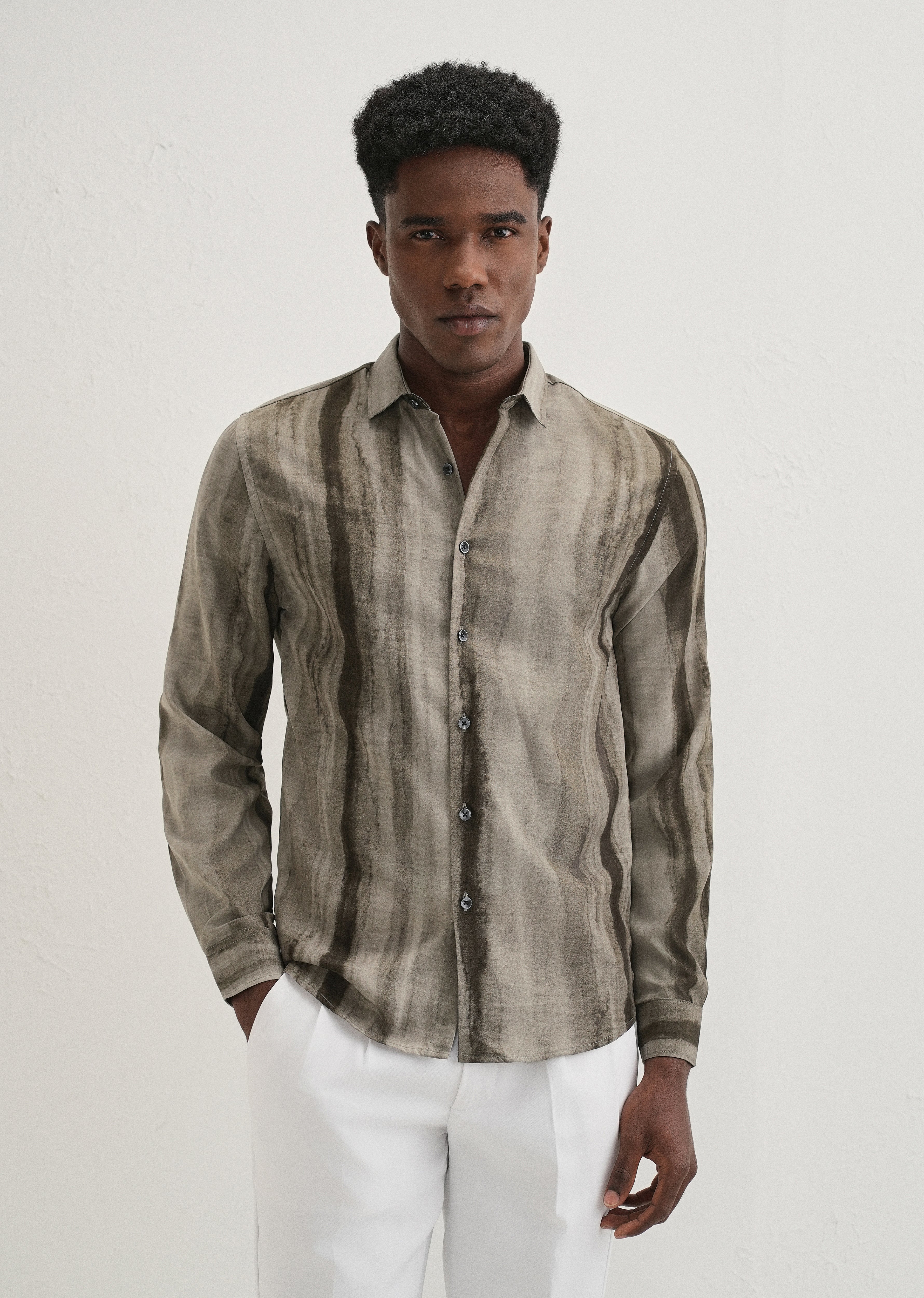 Green Stripe Printed Shirt